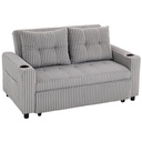 2 Seater Corduroy Sofa Bed 157 x 90 x 91cm - Light Grey - 1
