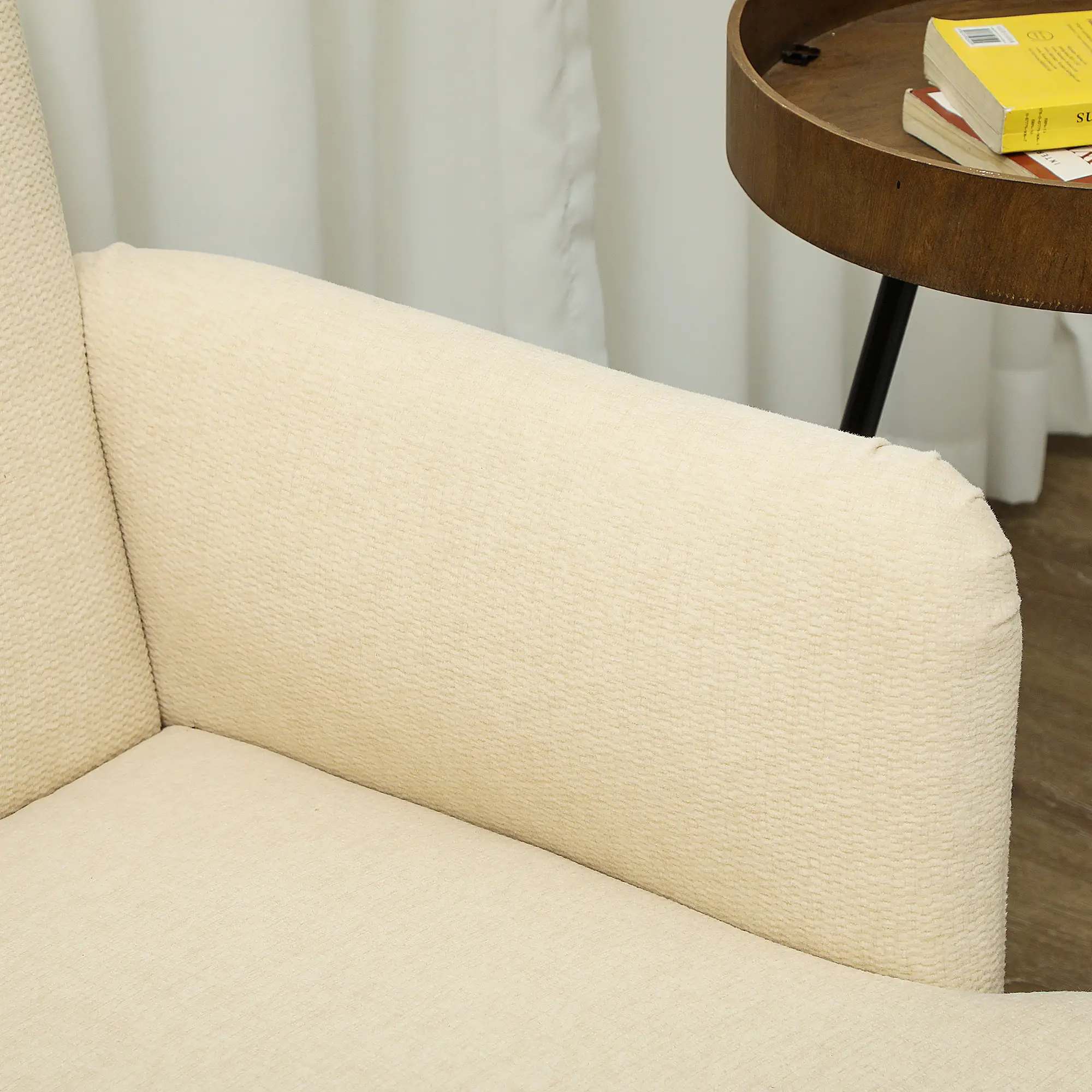 2 Seater Velvet Sofa 130 x 74 x 79cm - Cream White - 7
