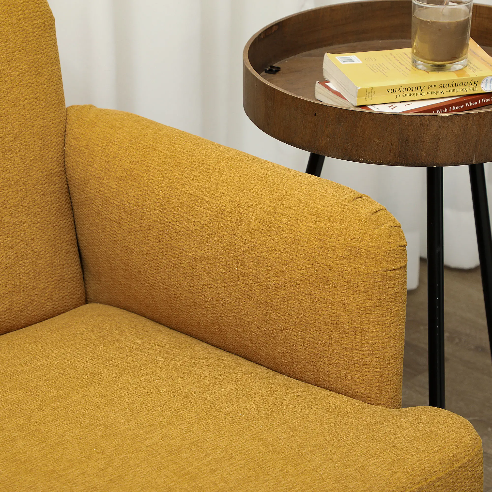2 Seater Velvet Sofa 130 x 74 x 79cm - Yellow - 7