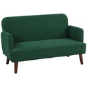 2 Seater Velvet Sofa 130 x 74 x 79cm - Dark Green, Natural Wood - 1