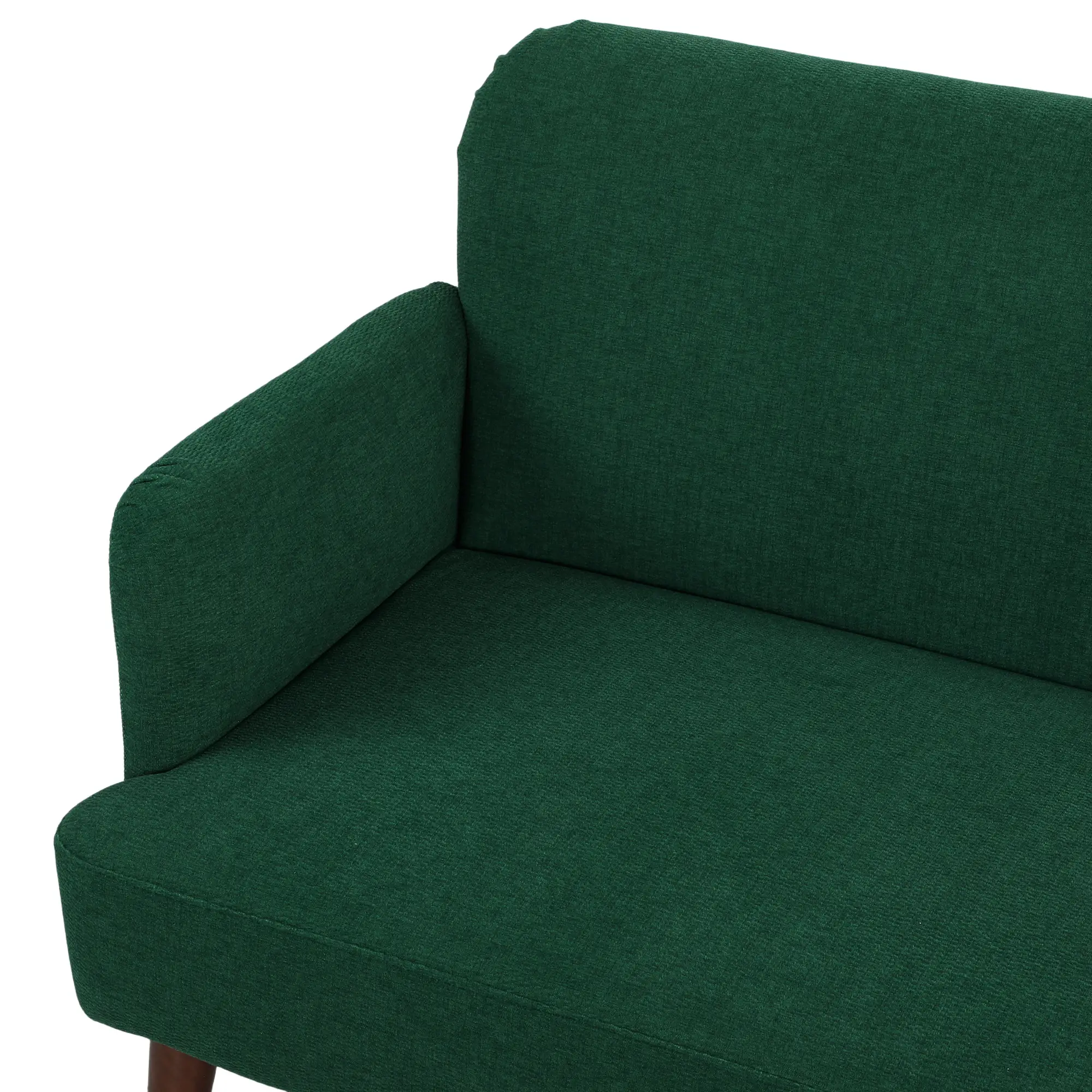 2 Seater Velvet Sofa 130 x 74 x 79cm - Dark Green, Natural Wood - 7