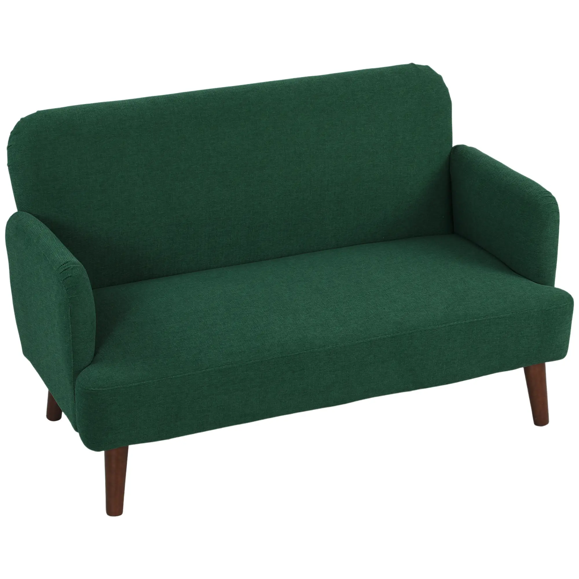 2 Seater Velvet Sofa 130 x 74 x 79cm - Dark Green, Natural Wood - 13