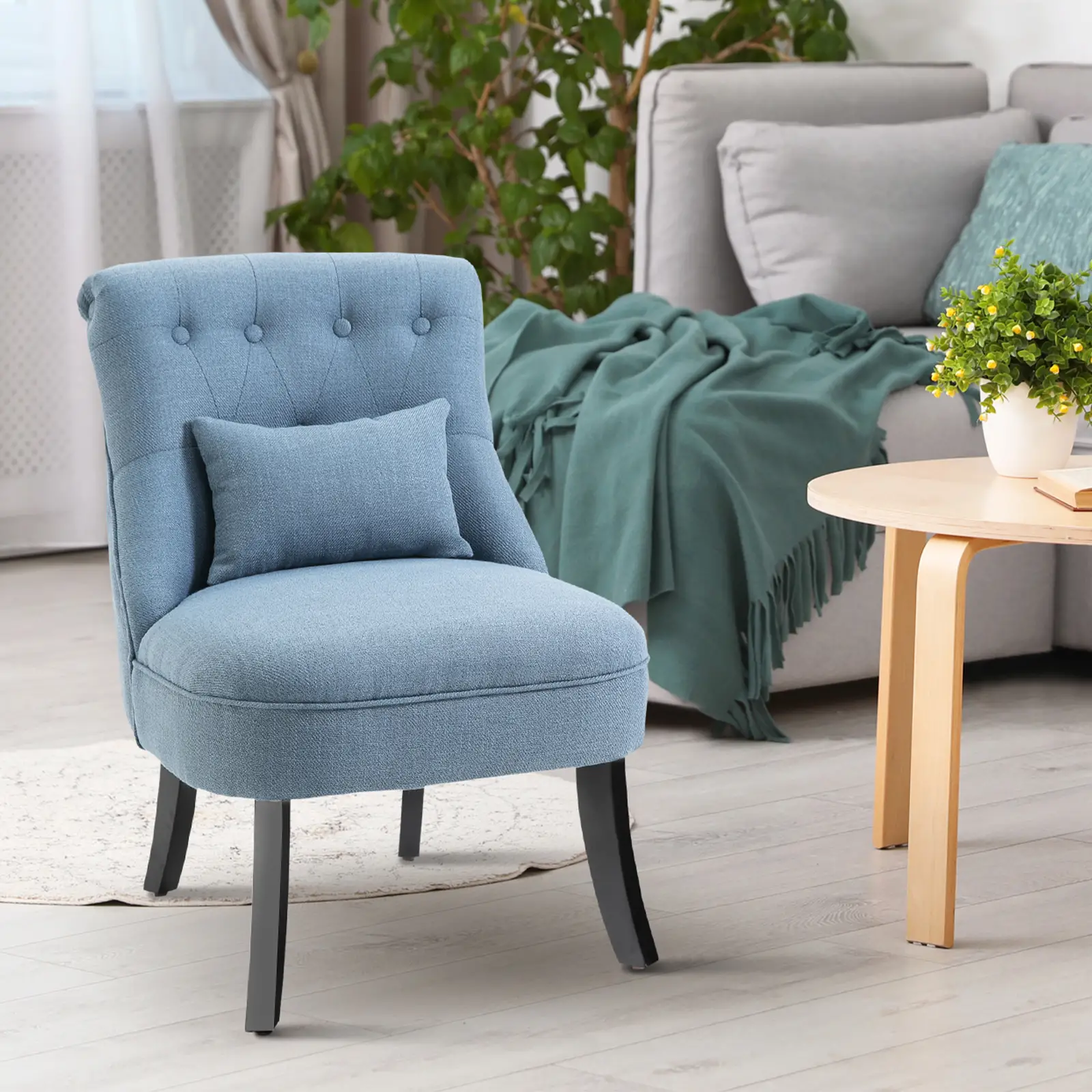 Linen Sofa 52.5 x 69 x 82cm - Blue - 11
