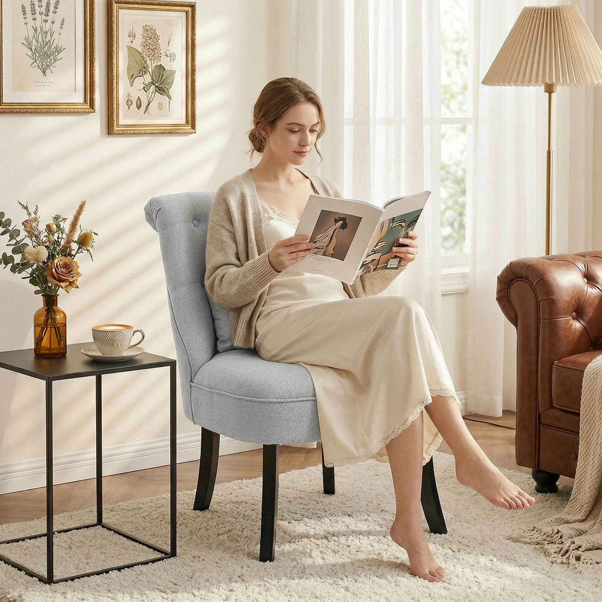 Linen Sofa 52.5 x 69 x 82cm - Grey - 2
