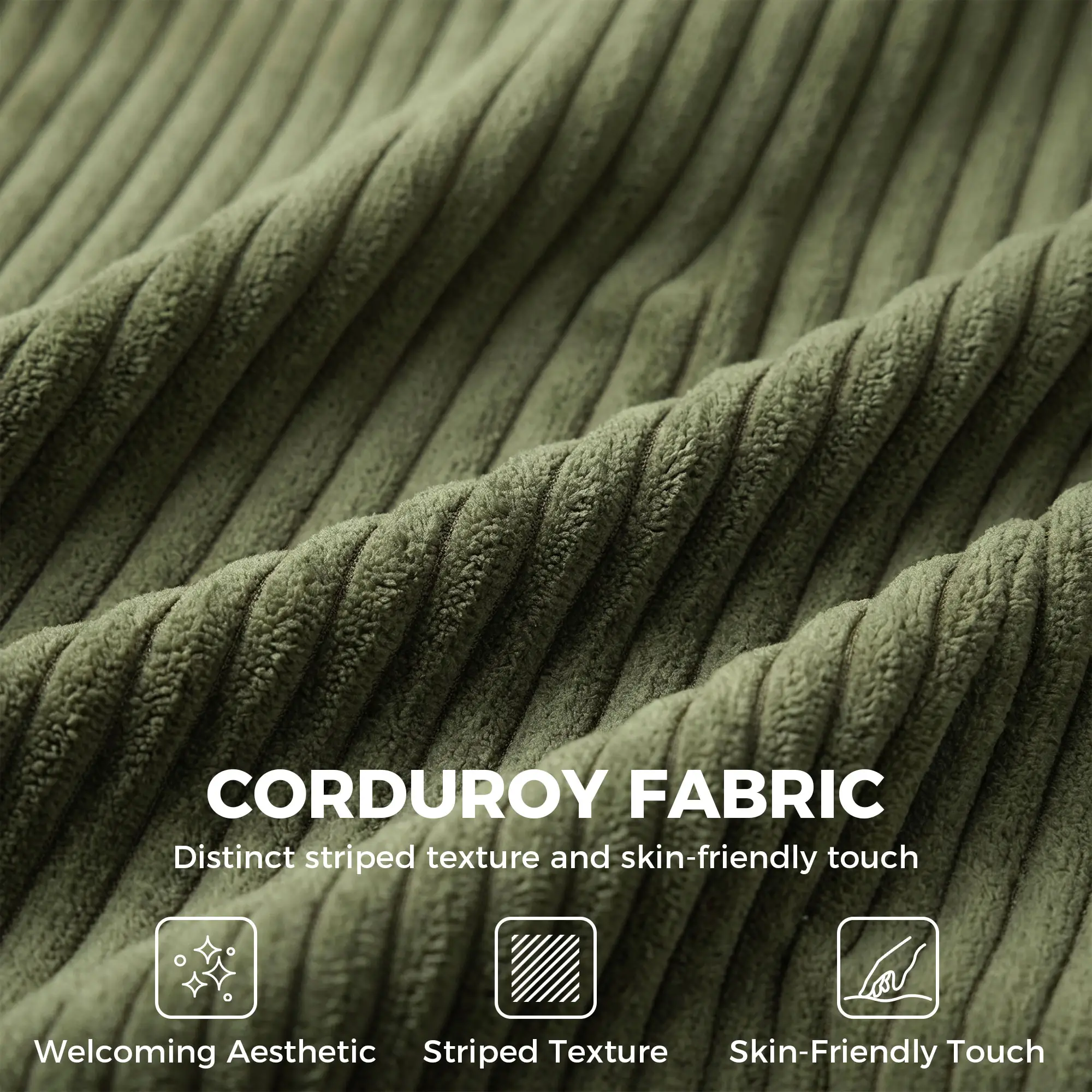 2 Seater Corduroy Sofa 170 x 80 x 82cm - Green, Black - 6