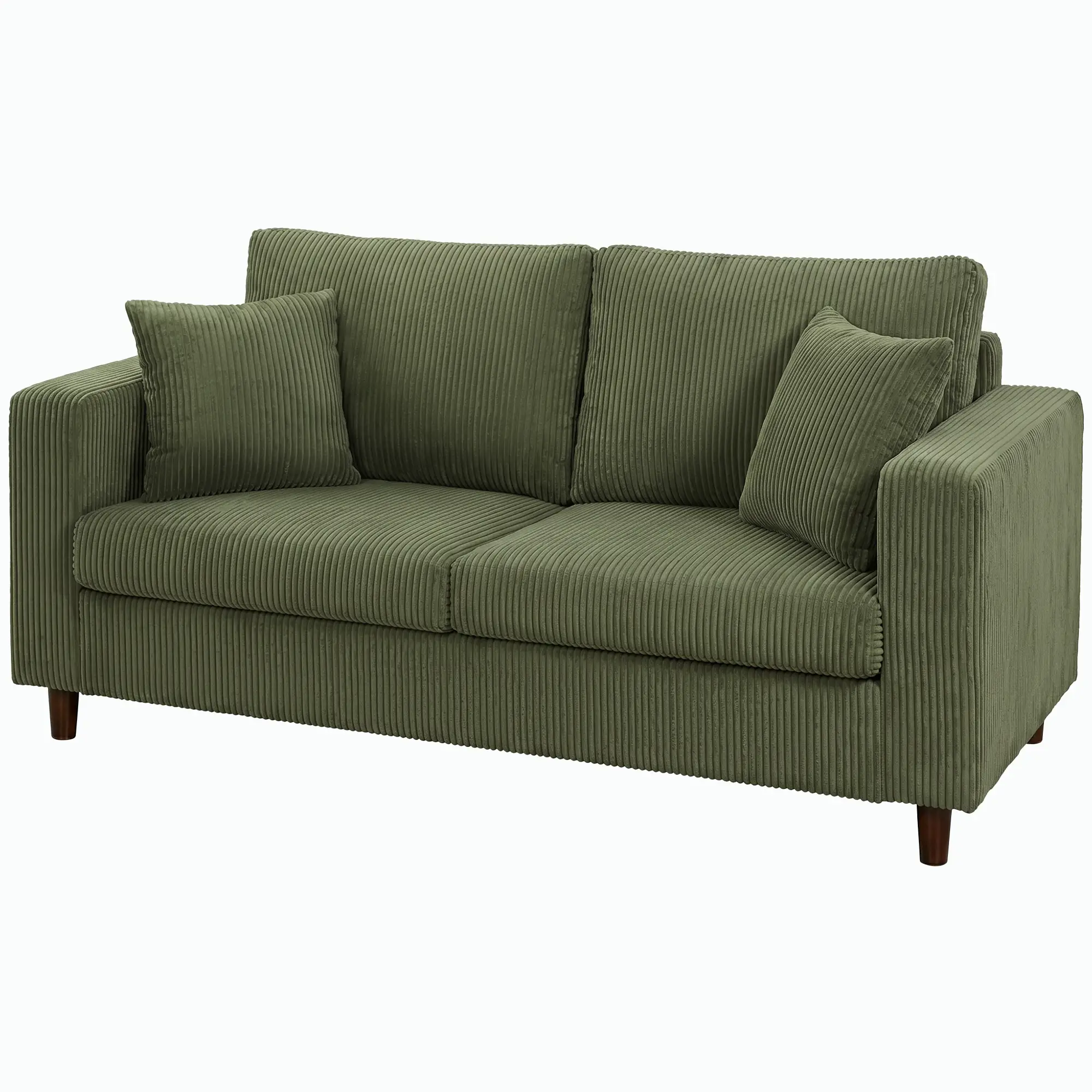 2 Seater Corduroy Sofa 170 x 80 x 82cm - Green, Black - 15