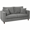2 Seater Corduroy Sofa 170 x 80 x 82cm - Light Grey, Black - 1