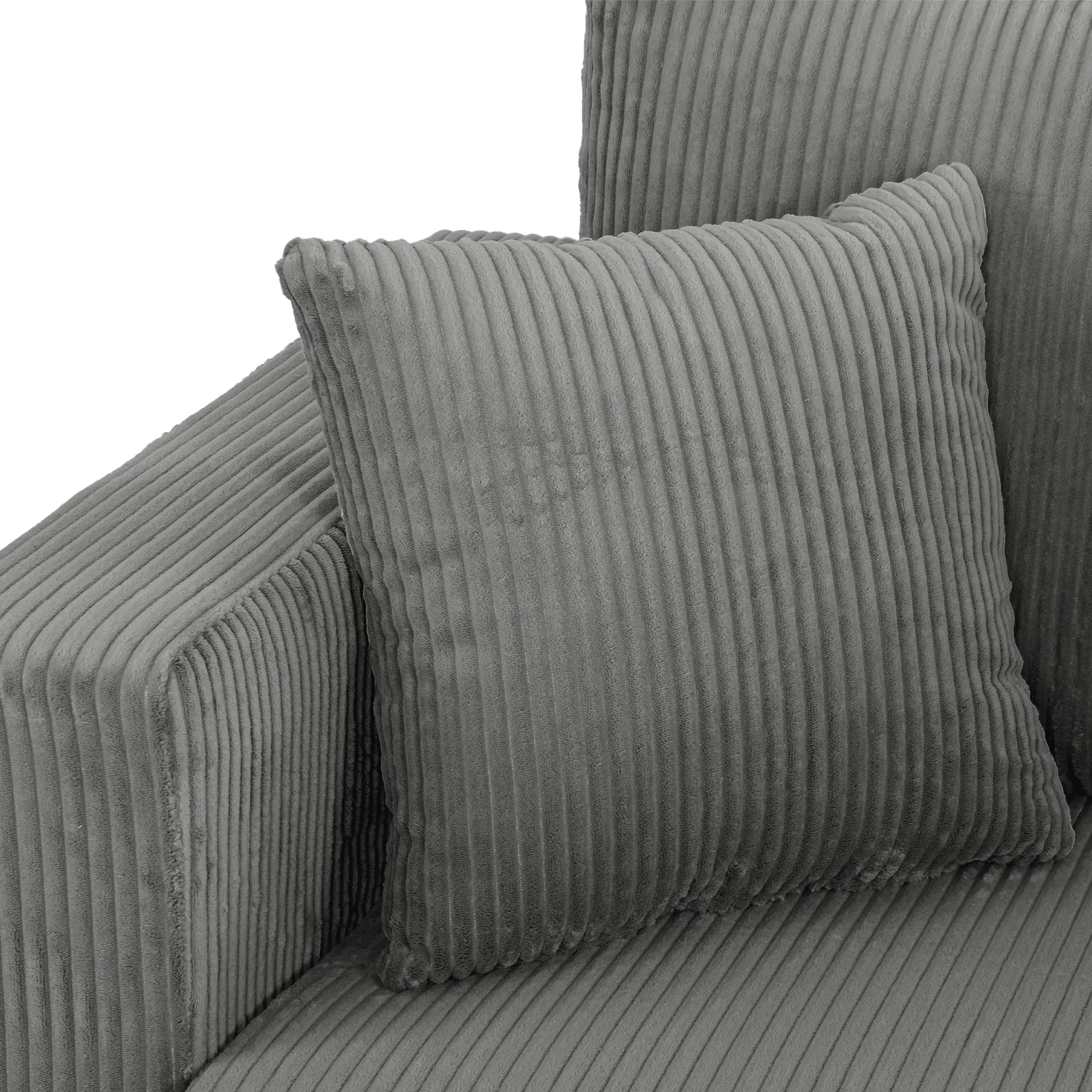 2 Seater Corduroy Sofa 170 x 80 x 82cm - Light Grey, Black - 10