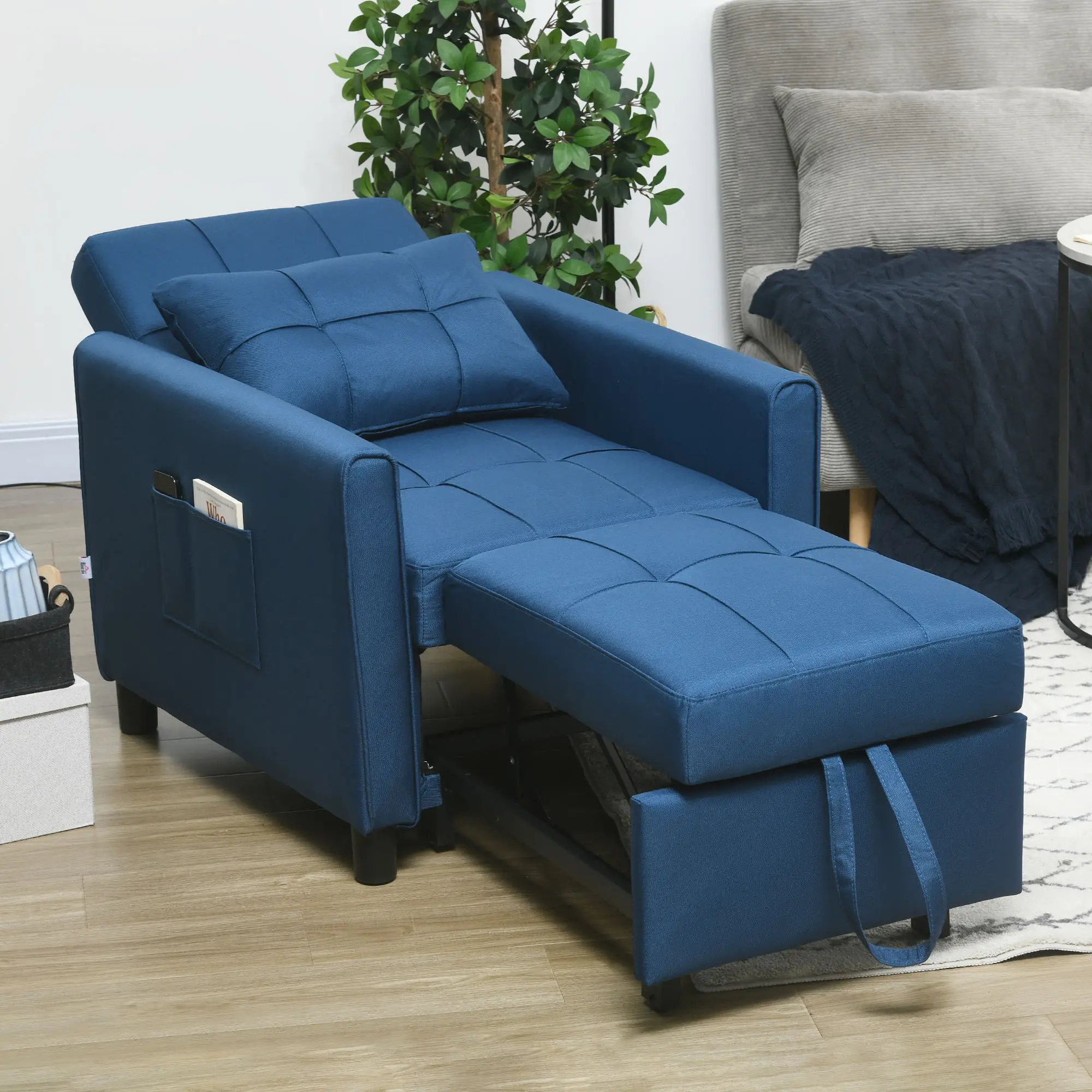 Linen Armchair 69 x 82 x 85cm - Blue - 2