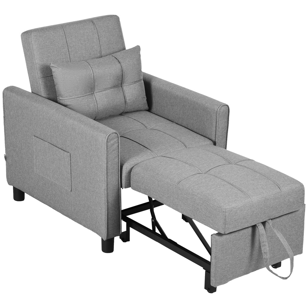 Linen Armchair 69 x 82 x 85cm - Light Grey - 1