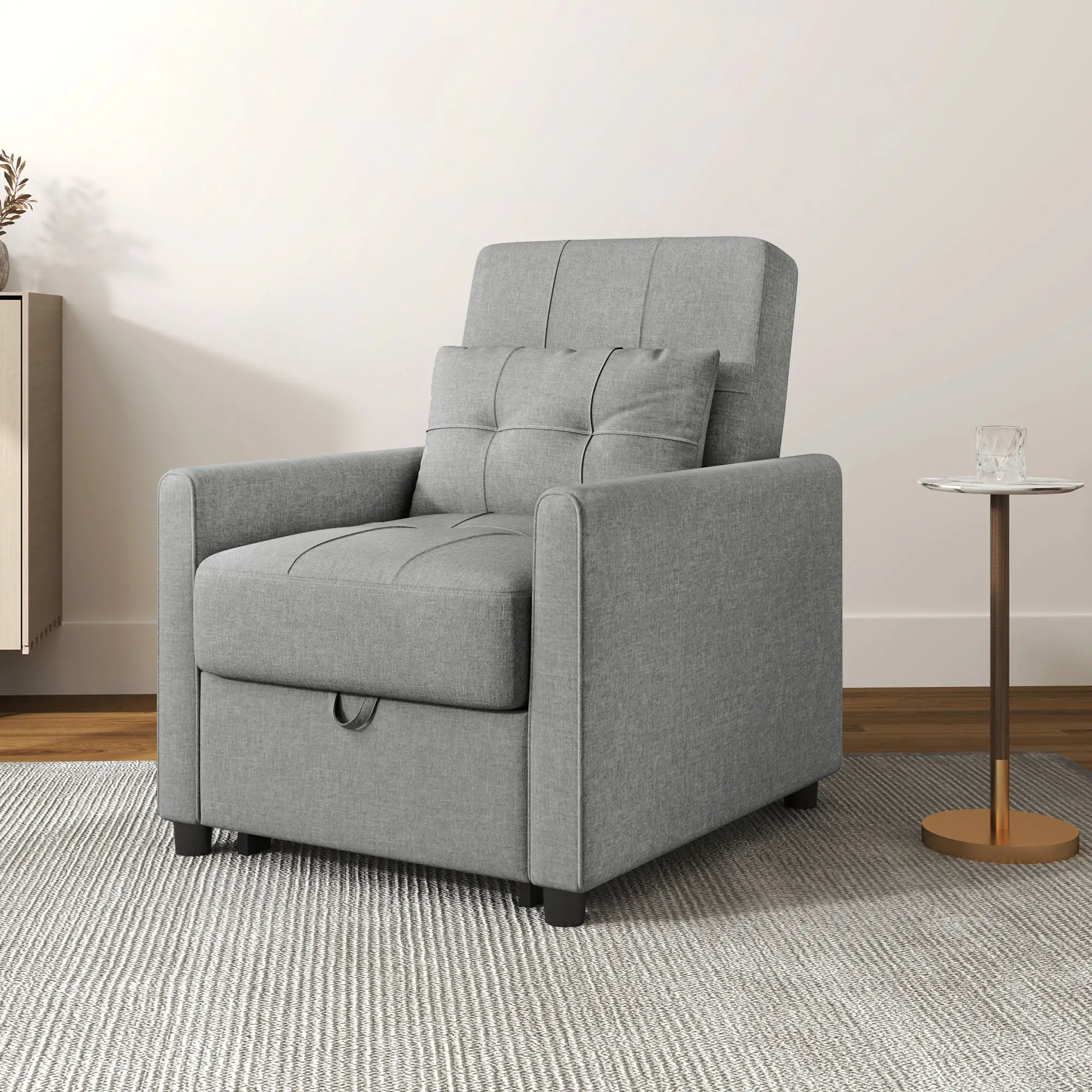 Linen Armchair 69 x 82 x 85cm - Light Grey - 2
