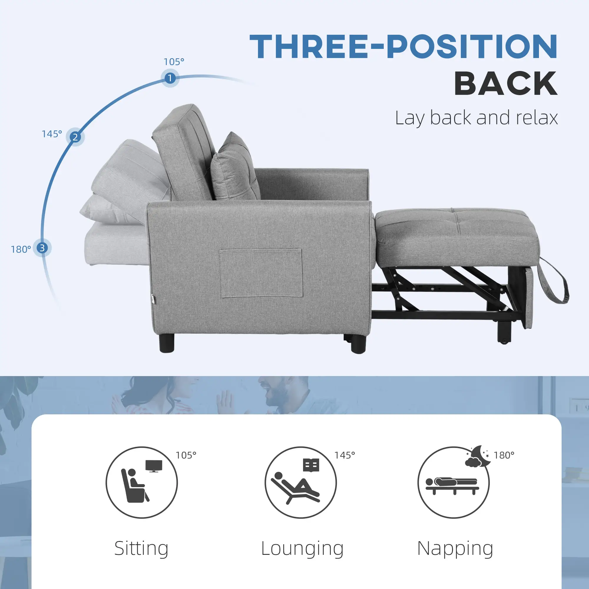Linen Armchair 69 x 82 x 85cm - Light Grey - 5