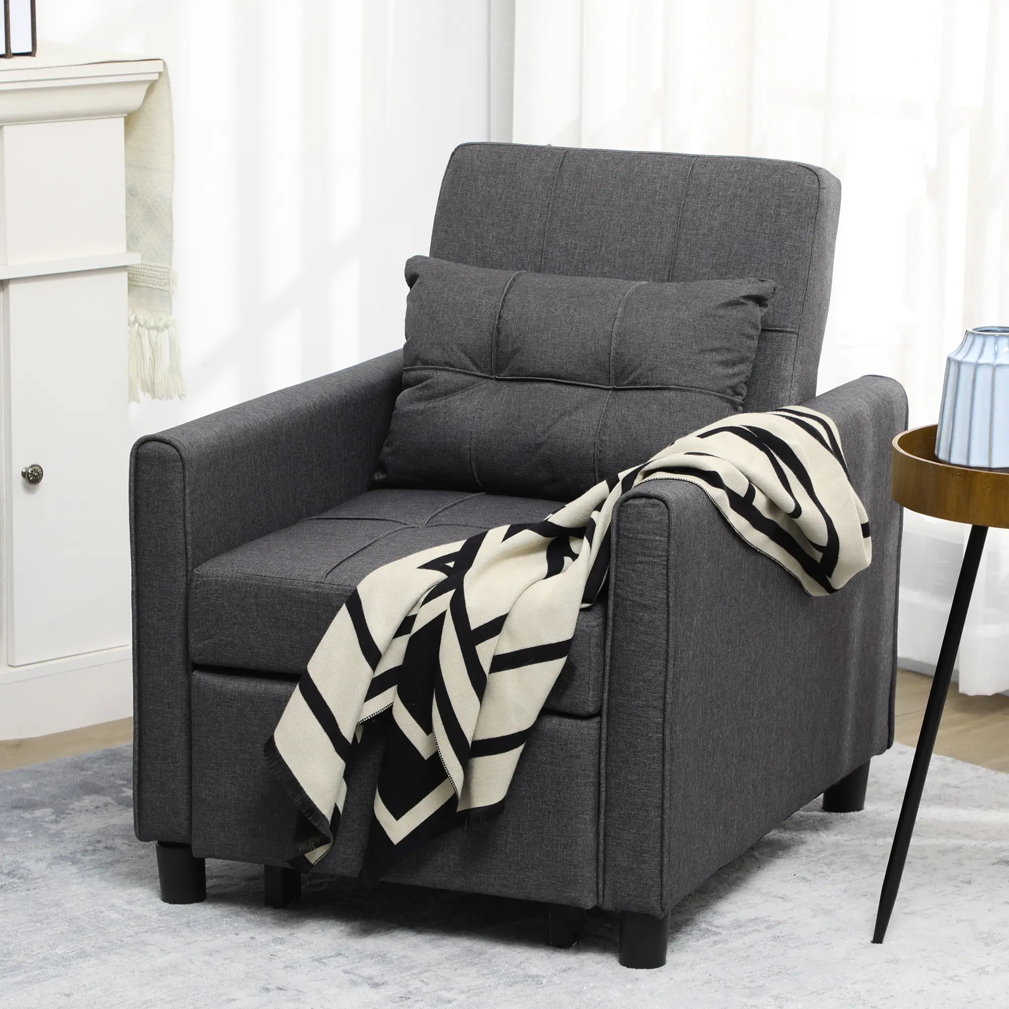 Linen Armchair 69 x 82 x 85cm - Grey - 12