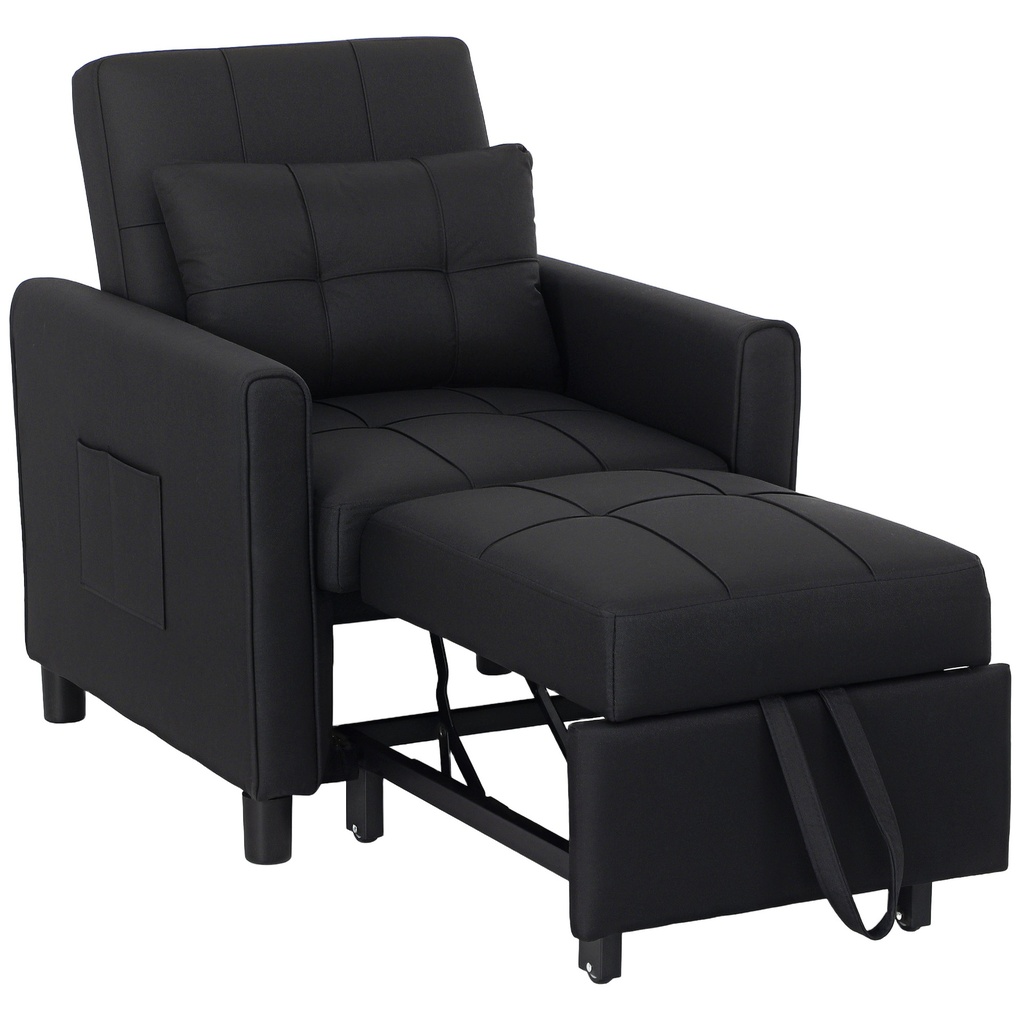 Linen Armchair 69 x 82 x 85cm - Black - 1