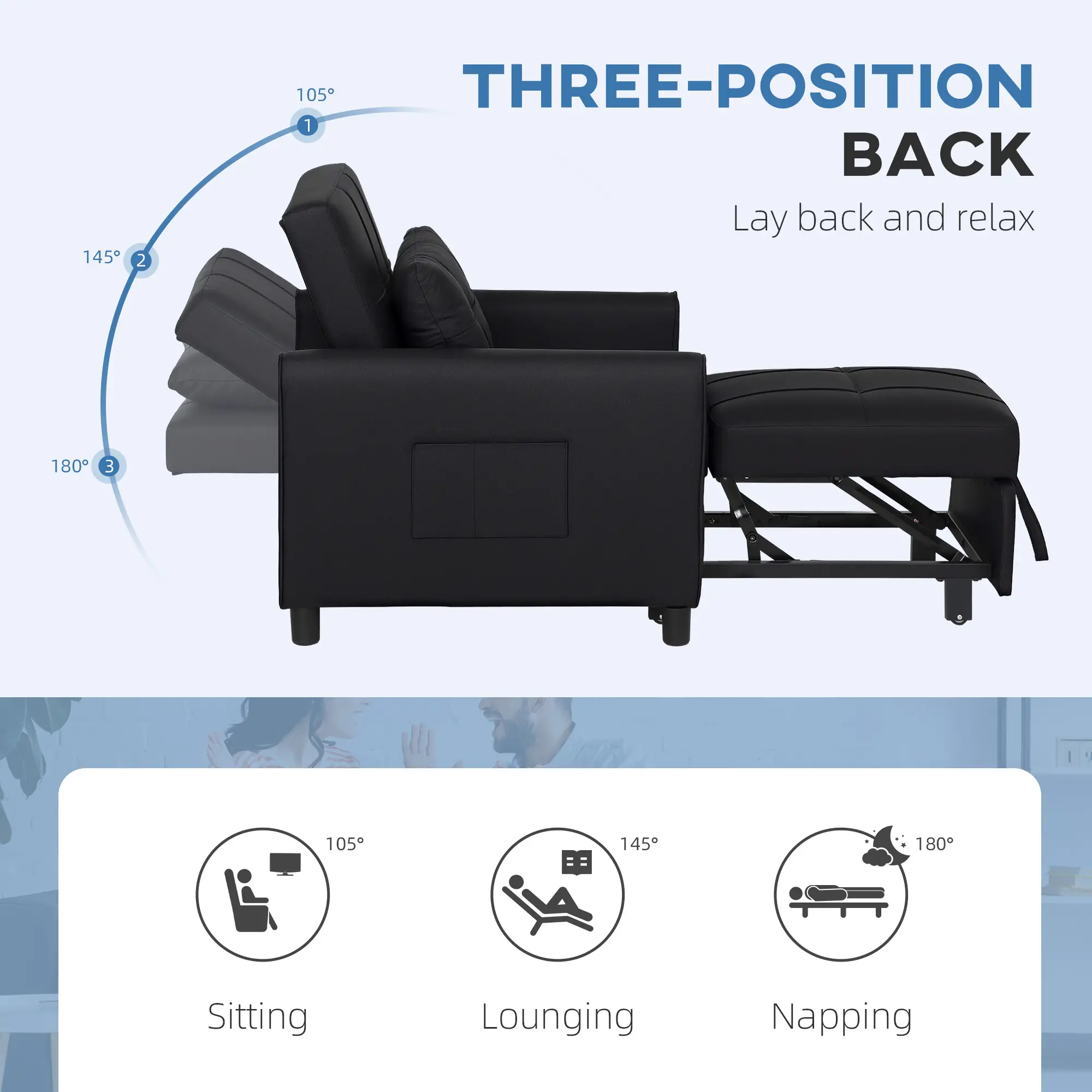 Linen Armchair 69 x 82 x 85cm - Black - 5