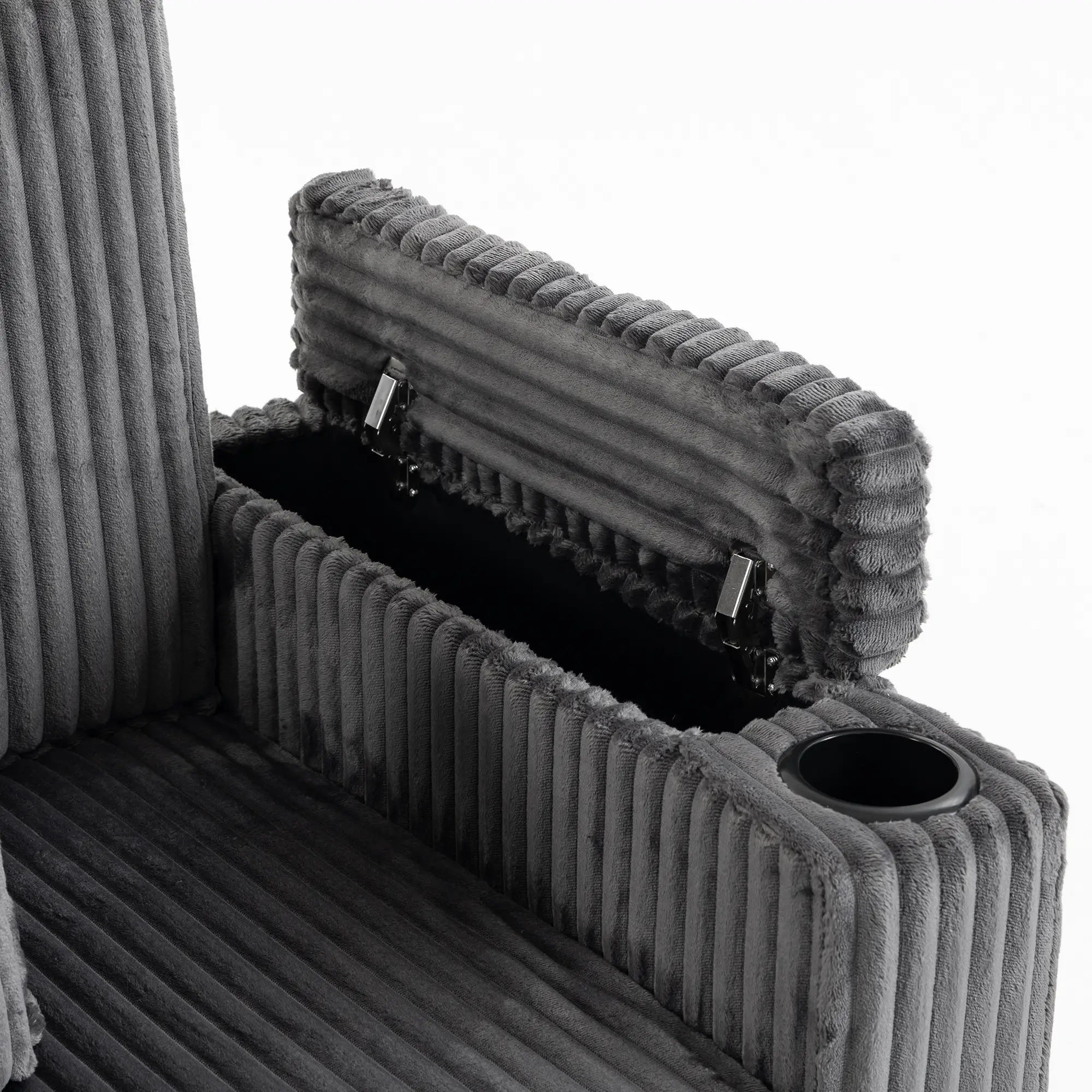 2 Seater Corduroy Sofa Bed 132 x 88 x 88cm - Dark Grey - 10