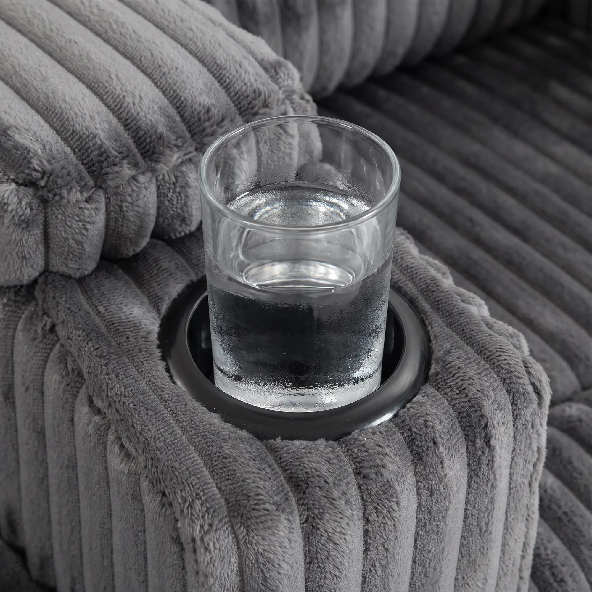 2 Seater Corduroy Sofa Bed 132 x 88 x 88cm - Dark Grey - 11