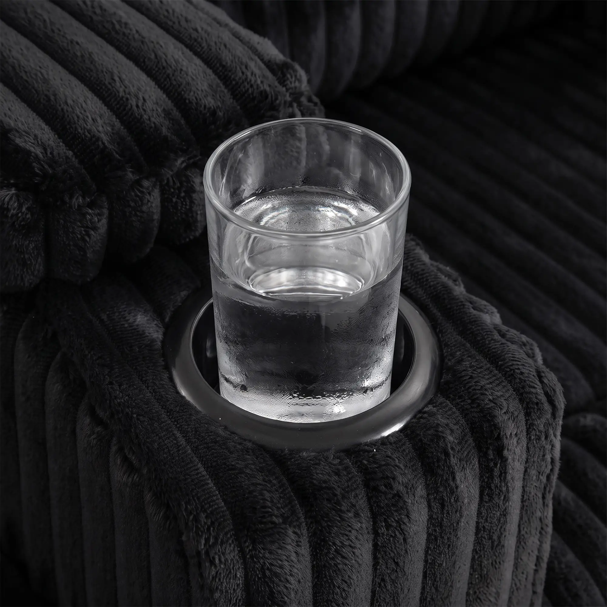 2 Seater Corduroy Sofa Bed 132 x 88 x 88cm - Black - 11
