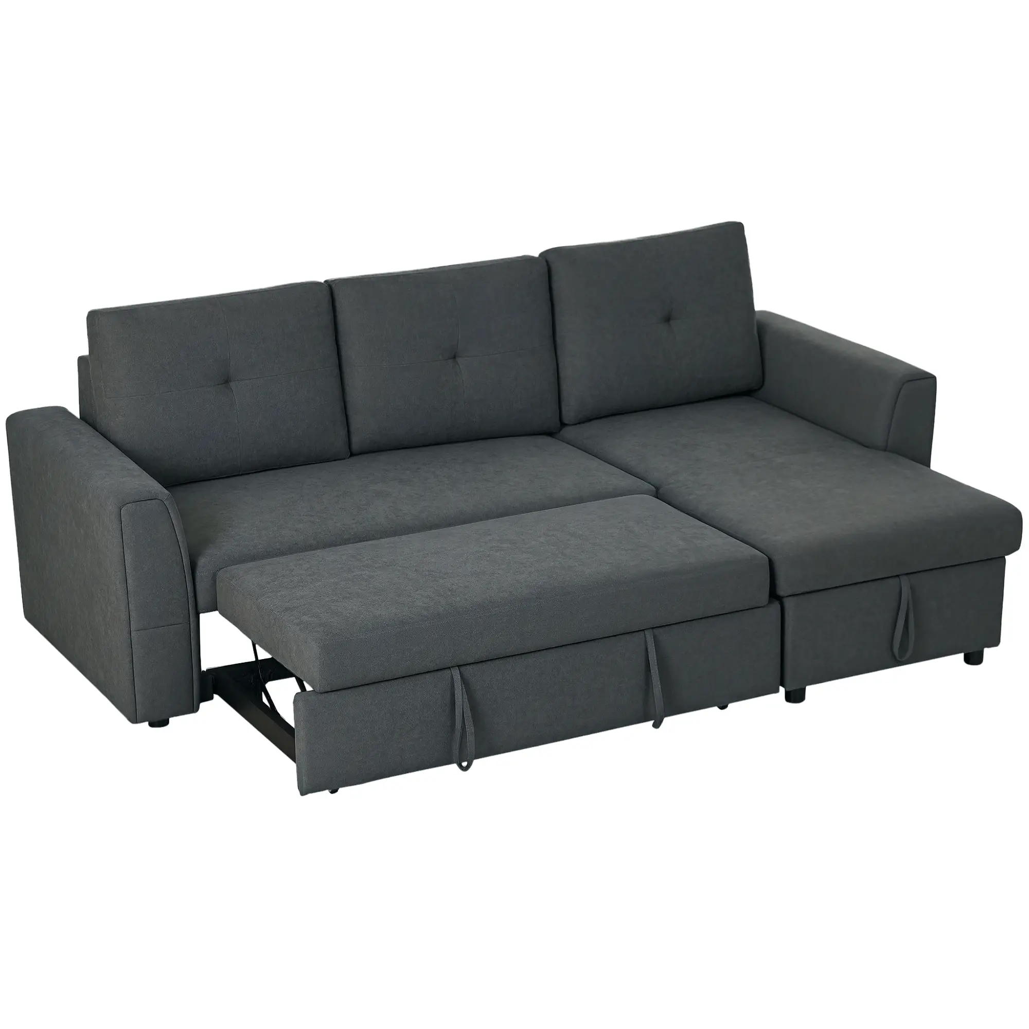 3 Seater Linen Sofa Bed 85 x 232 x 141cm - Dark Grey - 11