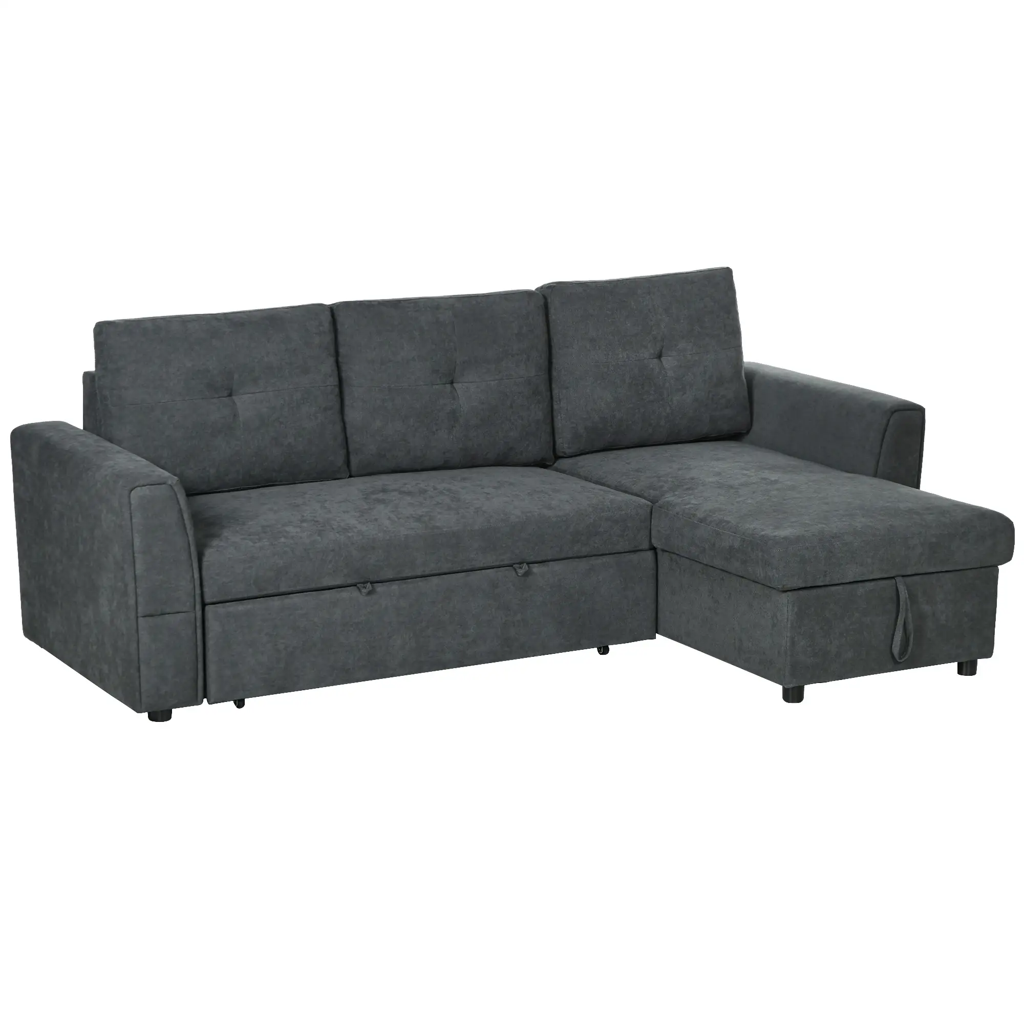 3 Seater Linen Sofa Bed 85 x 232 x 141cm - Dark Grey - 12