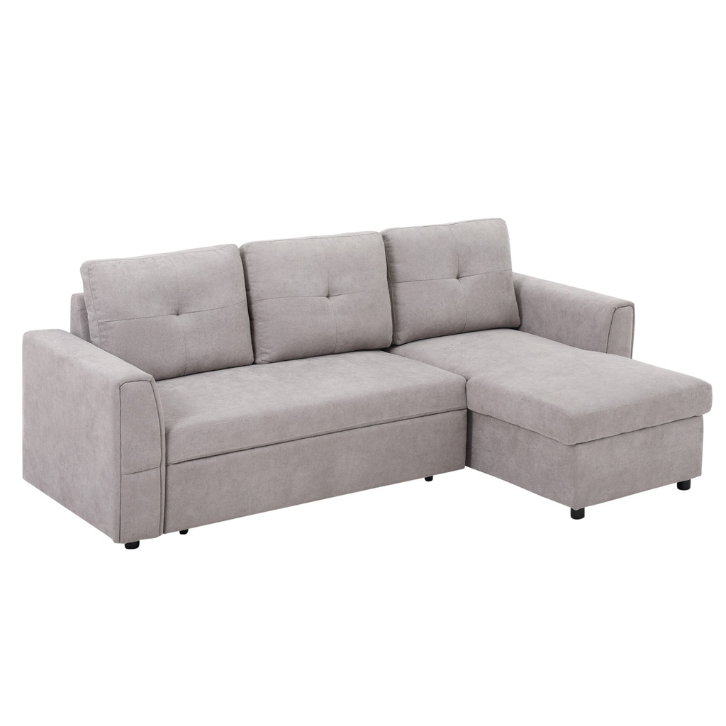 3 Seater Linen Sofa Bed 85 x 232 x 141cm - Grey - 1