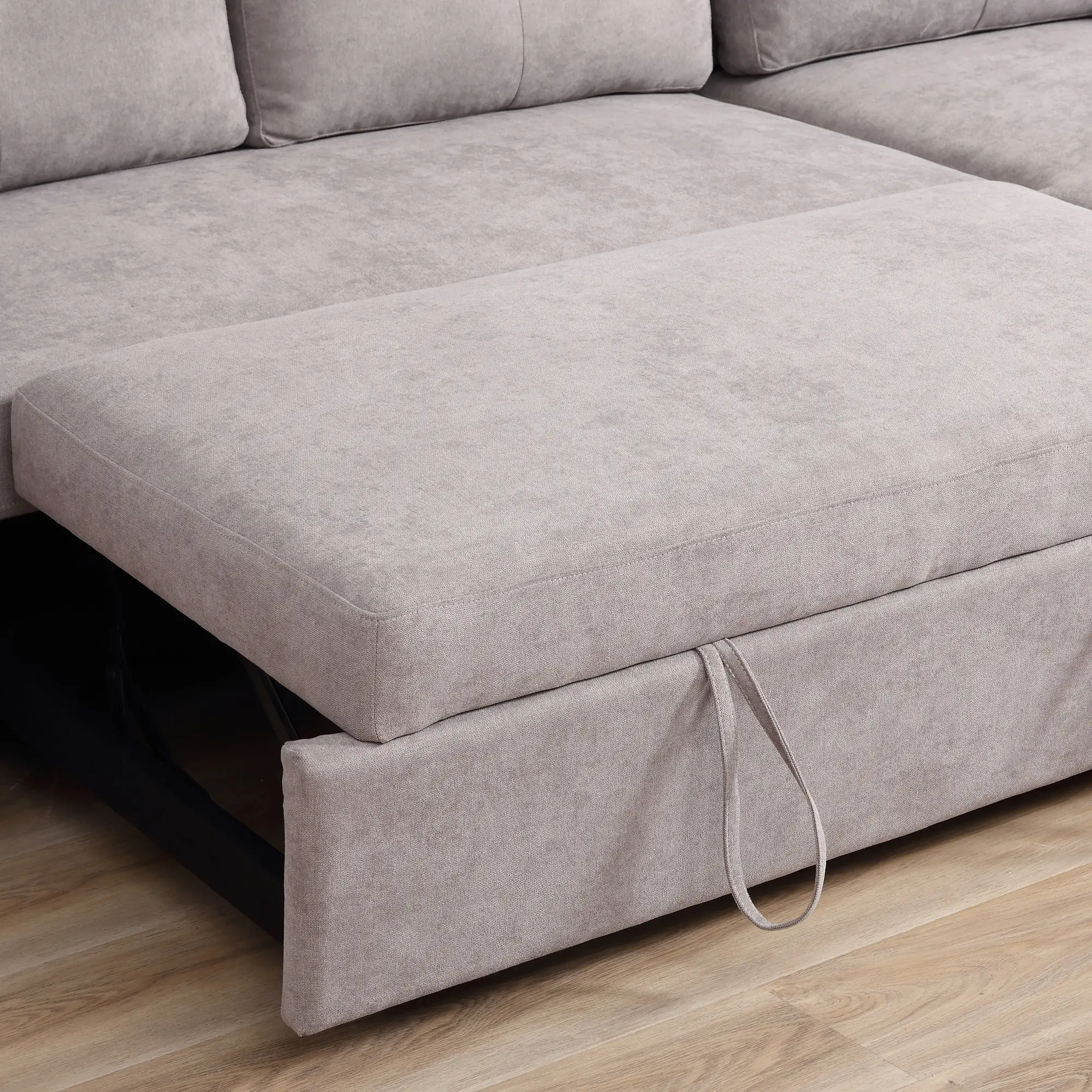 3 Seater Linen Sofa Bed 85 x 232 x 141cm - Grey - 9