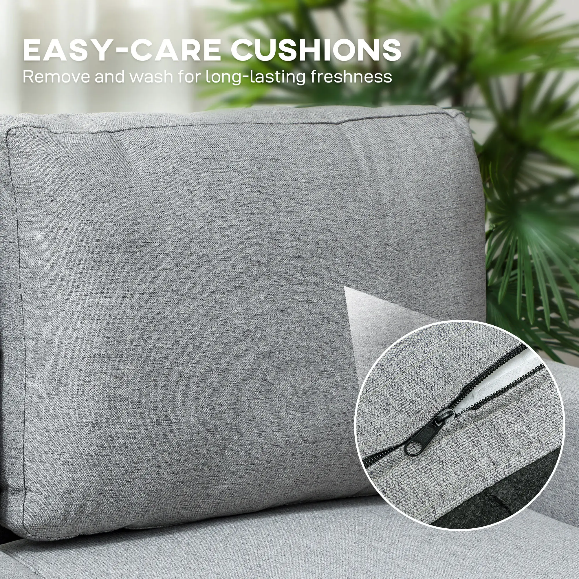 Linen Sofa Bed 197 x 129 x 85cm - Grey, Black - 8
