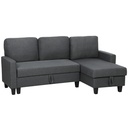 Linen Sofa Bed 197 x 129 x 85cm - Charcoal Grey, Black - 1