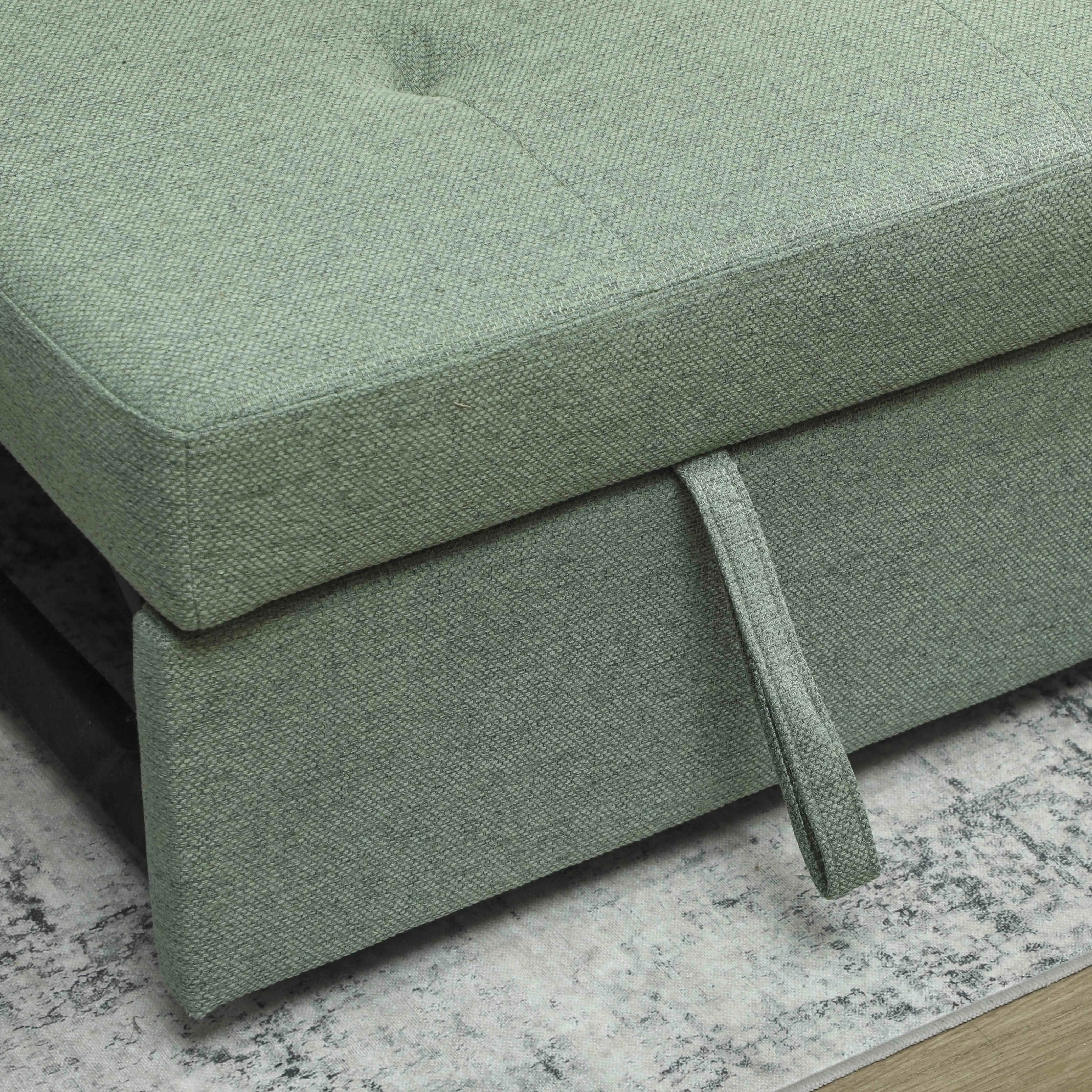 2 Seater Linen Sofa Bed 158 x 85 x 85cm - Light Green - 10