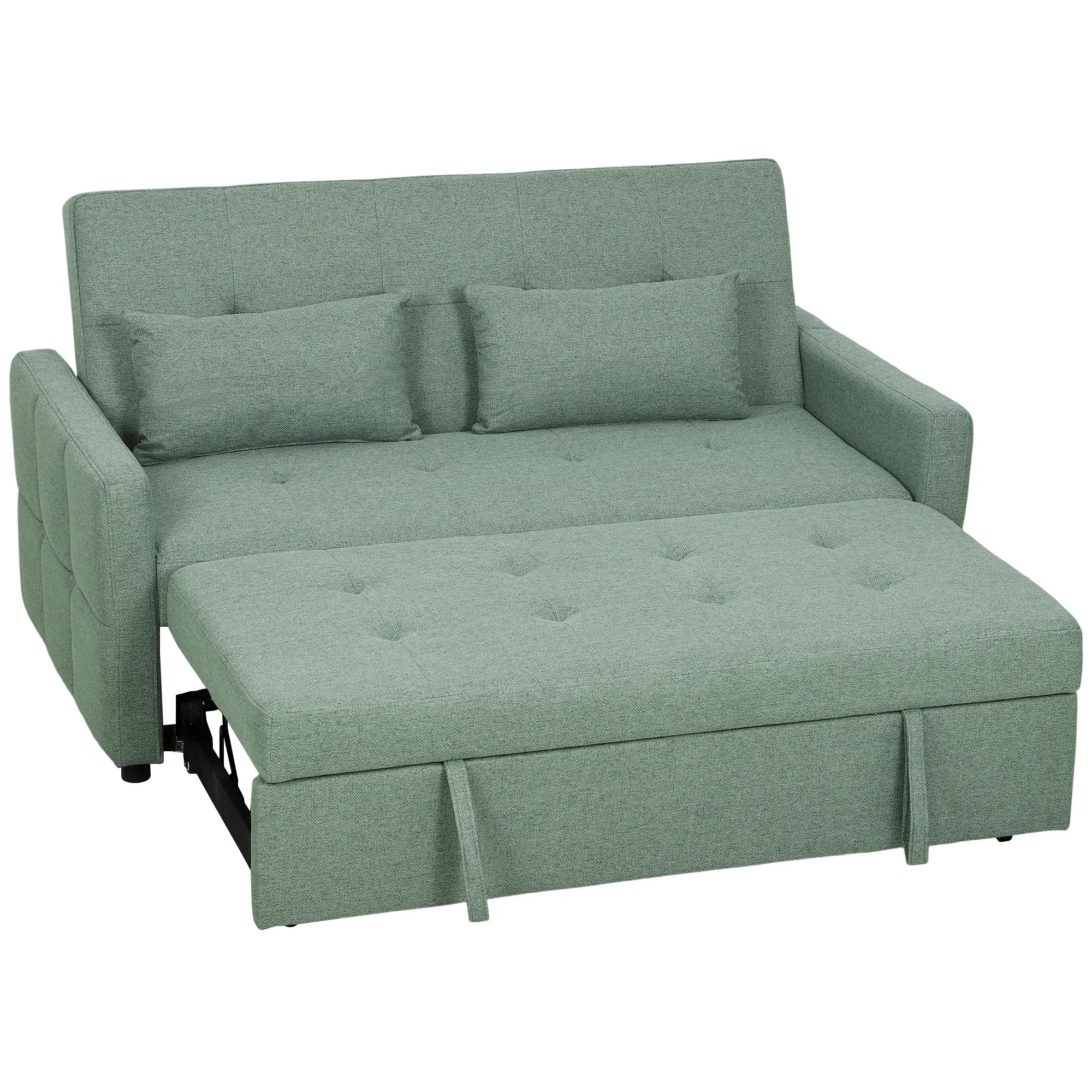2 Seater Linen Sofa Bed 158 x 85 x 85cm - Light Green - 16