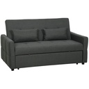 2 Seater Linen Sofa Bed 158 x 85 x 85cm - Charcoal Grey - 1