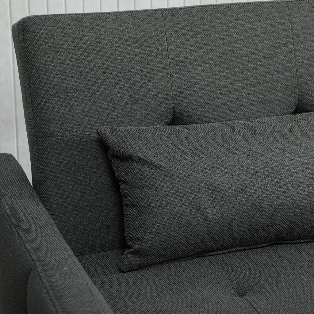 2 Seater Linen Sofa Bed 158 x 85 x 85cm - Charcoal Grey - 11