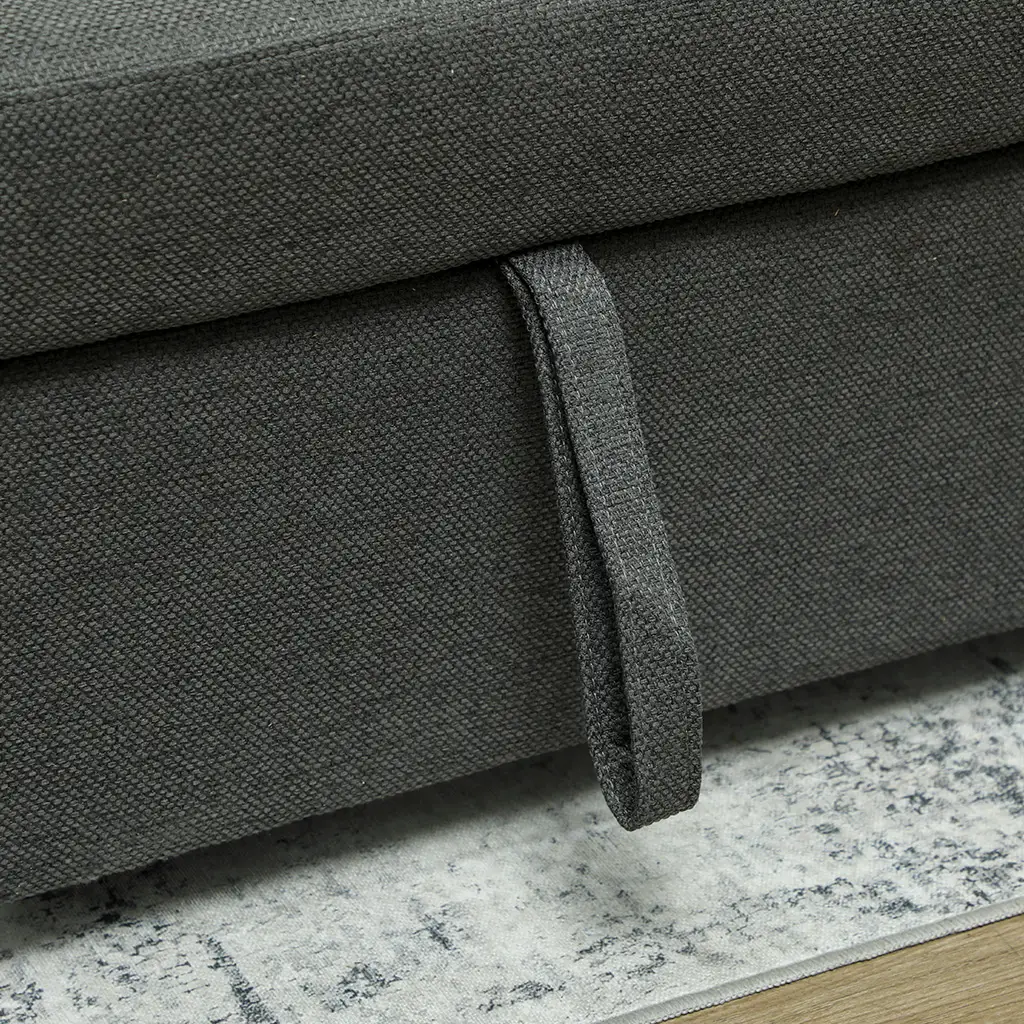 2 Seater Linen Sofa Bed 158 x 85 x 85cm - Charcoal Grey - 13