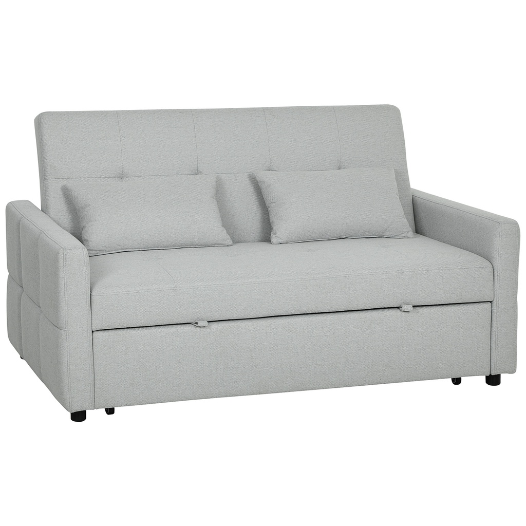 2 Seater Linen Sofa Bed 158 x 85 x 85cm - Light Grey - 1
