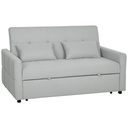2 Seater Linen Sofa Bed 158 x 85 x 85cm - Light Grey - 1
