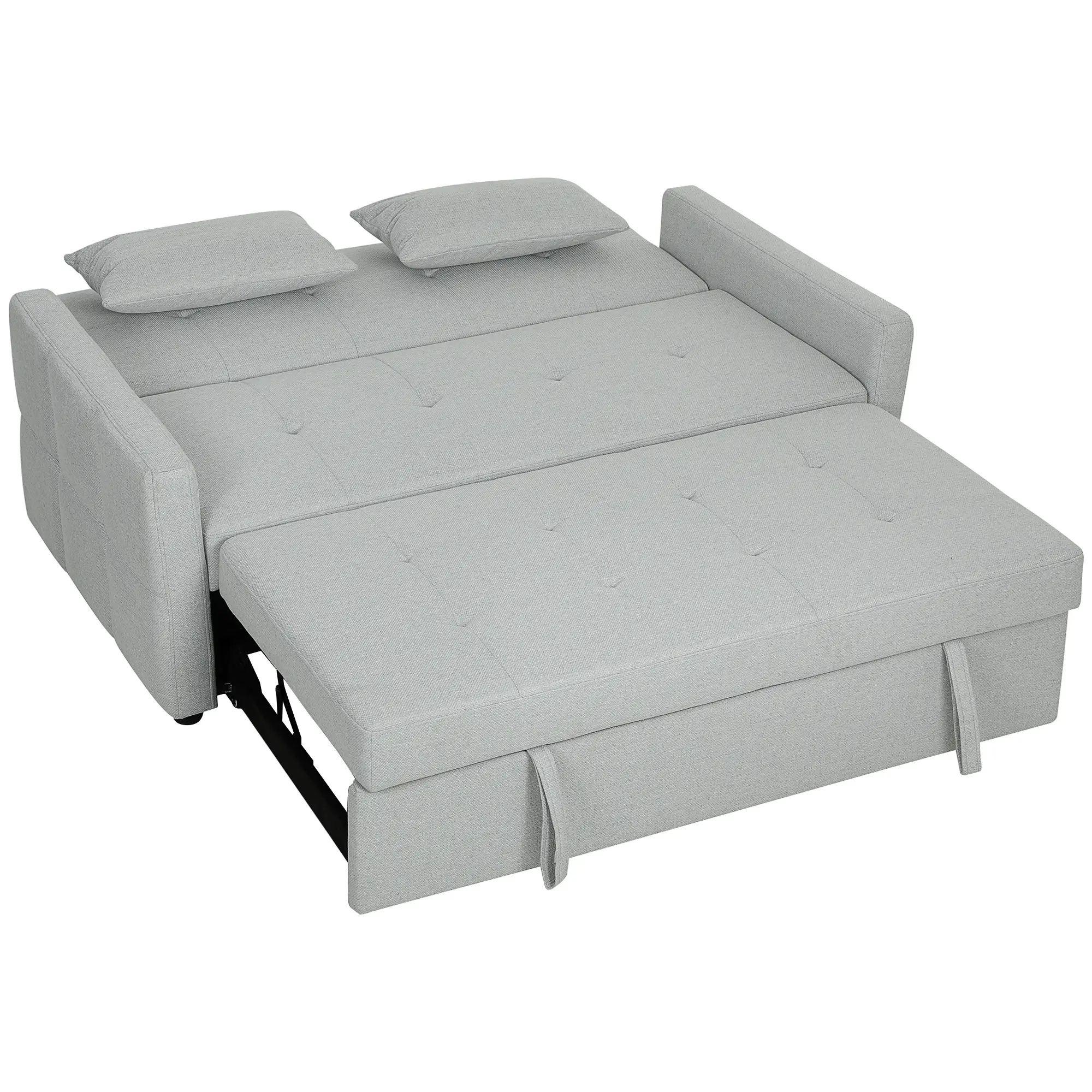2 Seater Linen Sofa Bed 158 x 85 x 85cm - Light Grey - 17