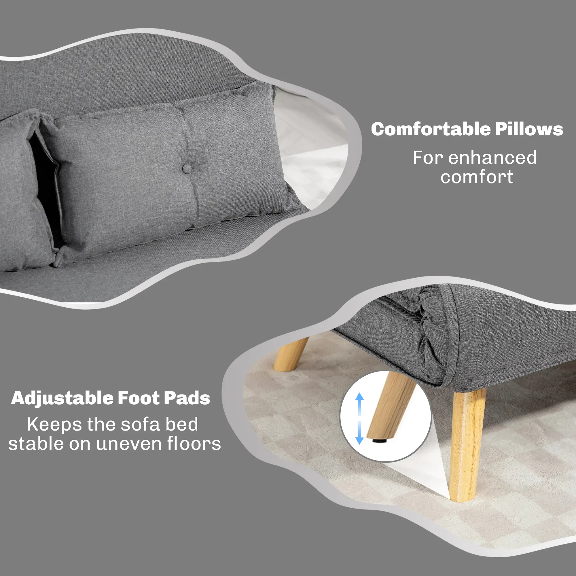 Linen Sofa Bed 120 x 75 x 87cm - Grey - 7