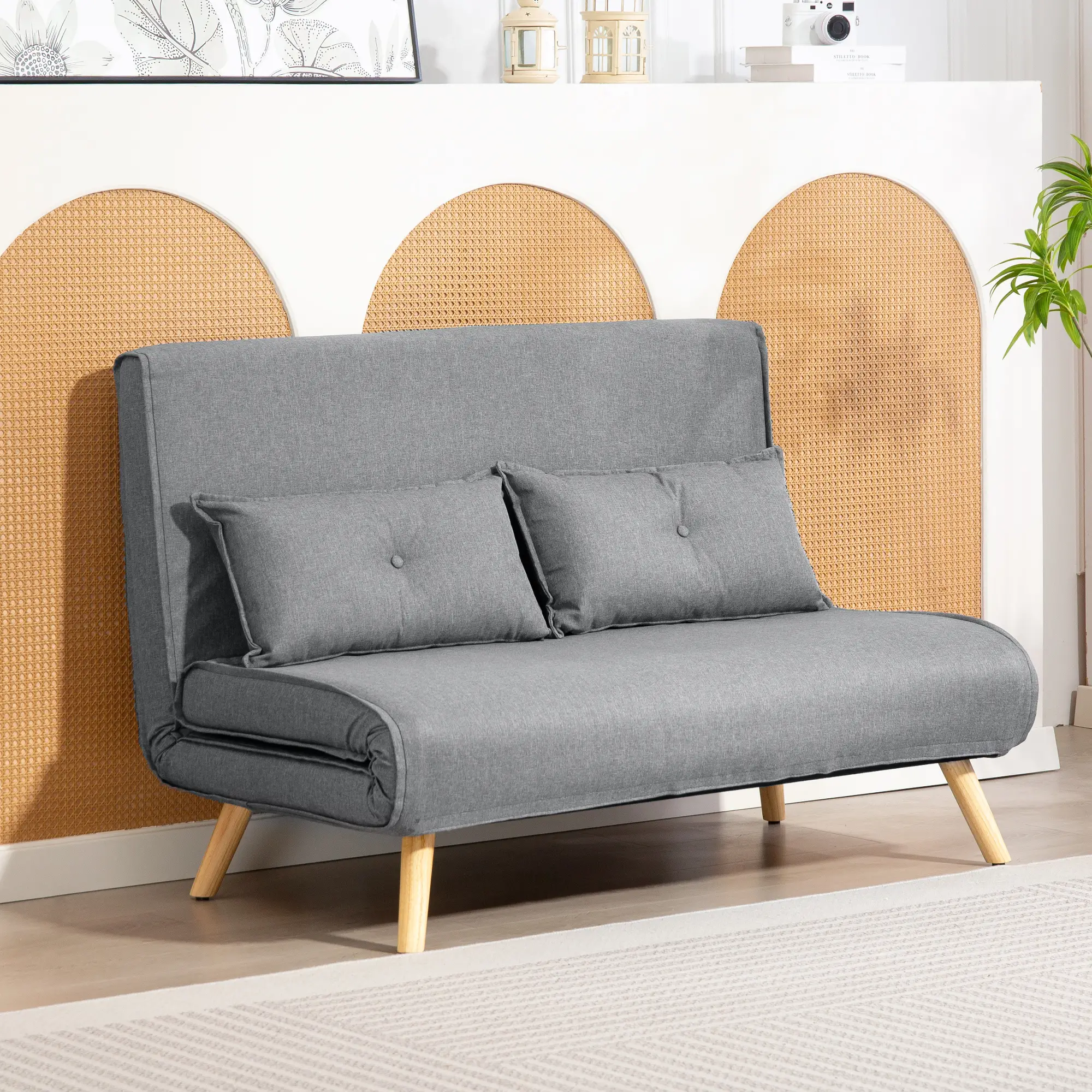Linen Sofa Bed 120 x 75 x 87cm - Grey - 10