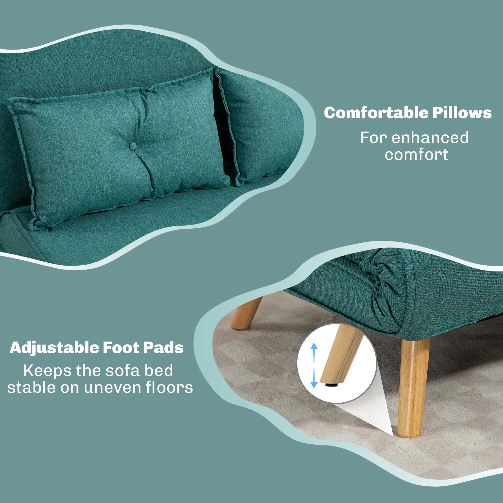 Linen Sofa Bed 120 x 75 x 87cm - Green - 7