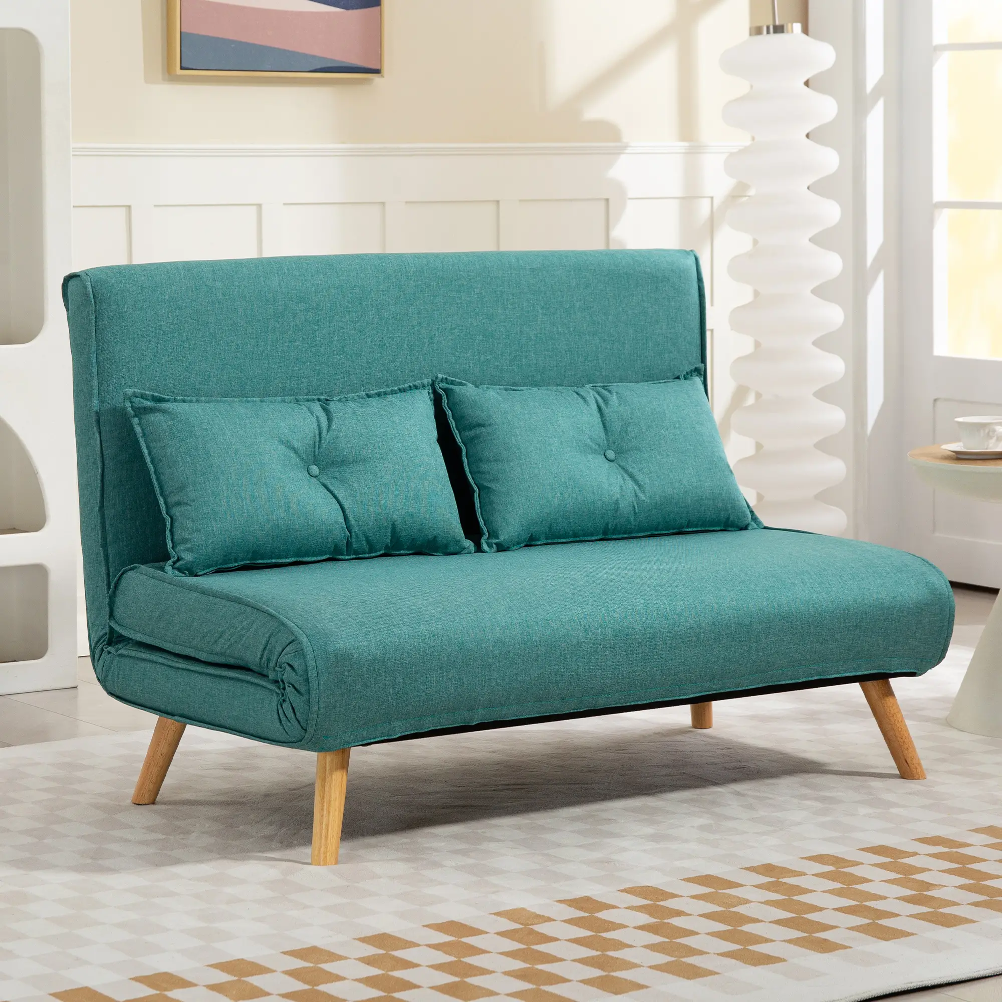 Linen Sofa Bed 120 x 75 x 87cm - Green - 10