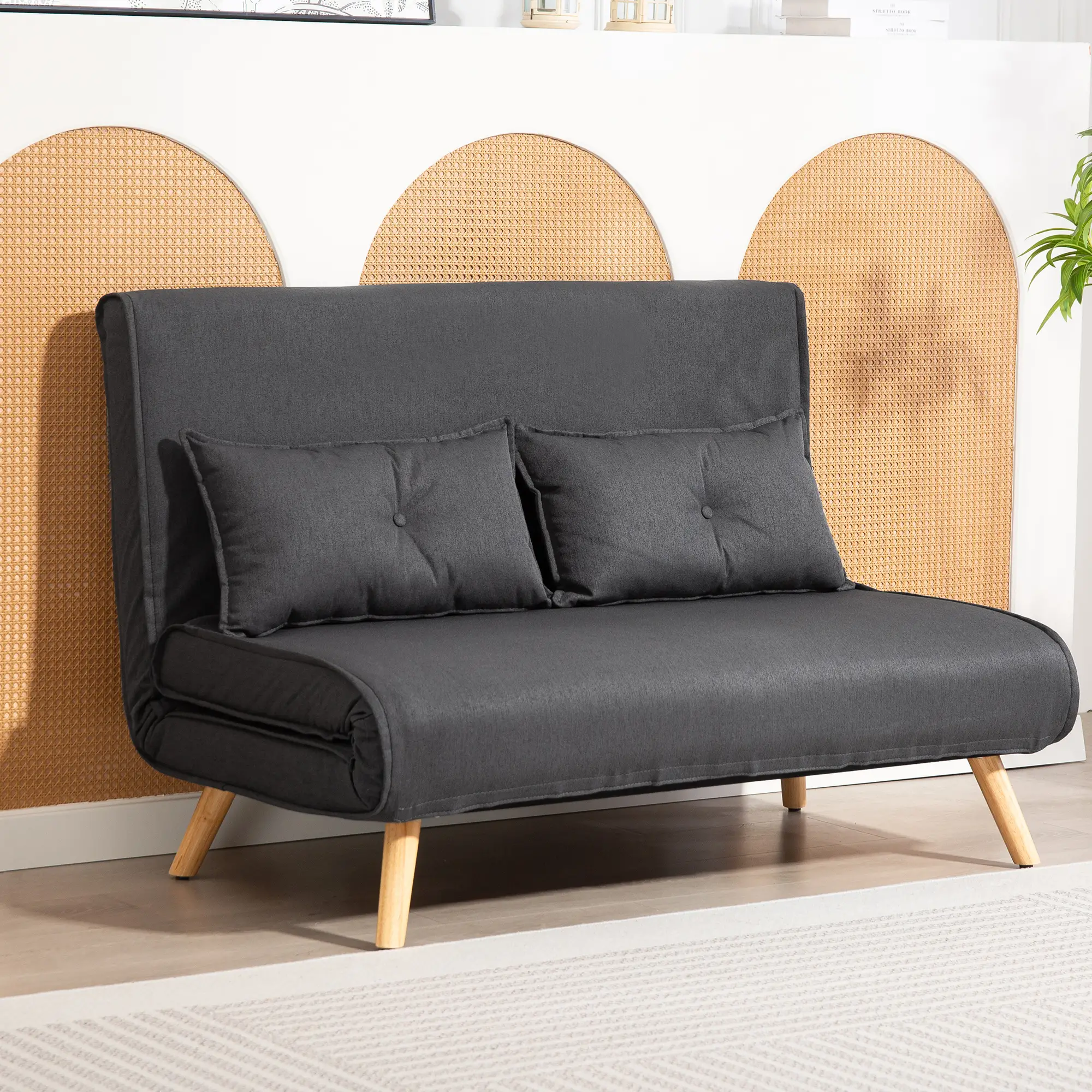 Linen Sofa Bed 120 x 75 x 87cm - Charcoal Grey - 10
