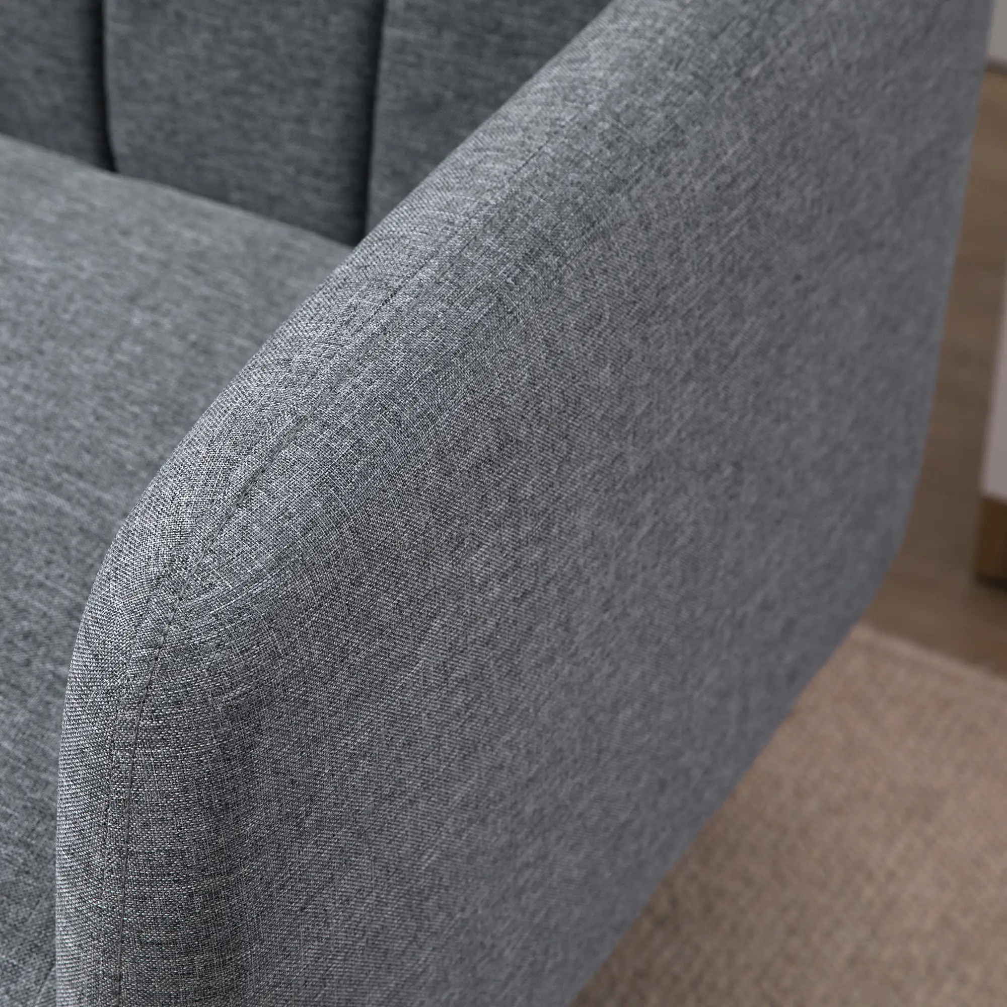 3 Seater Linen Sofa Bed 173 x 75 x 73cm, Grey - Grey - 9