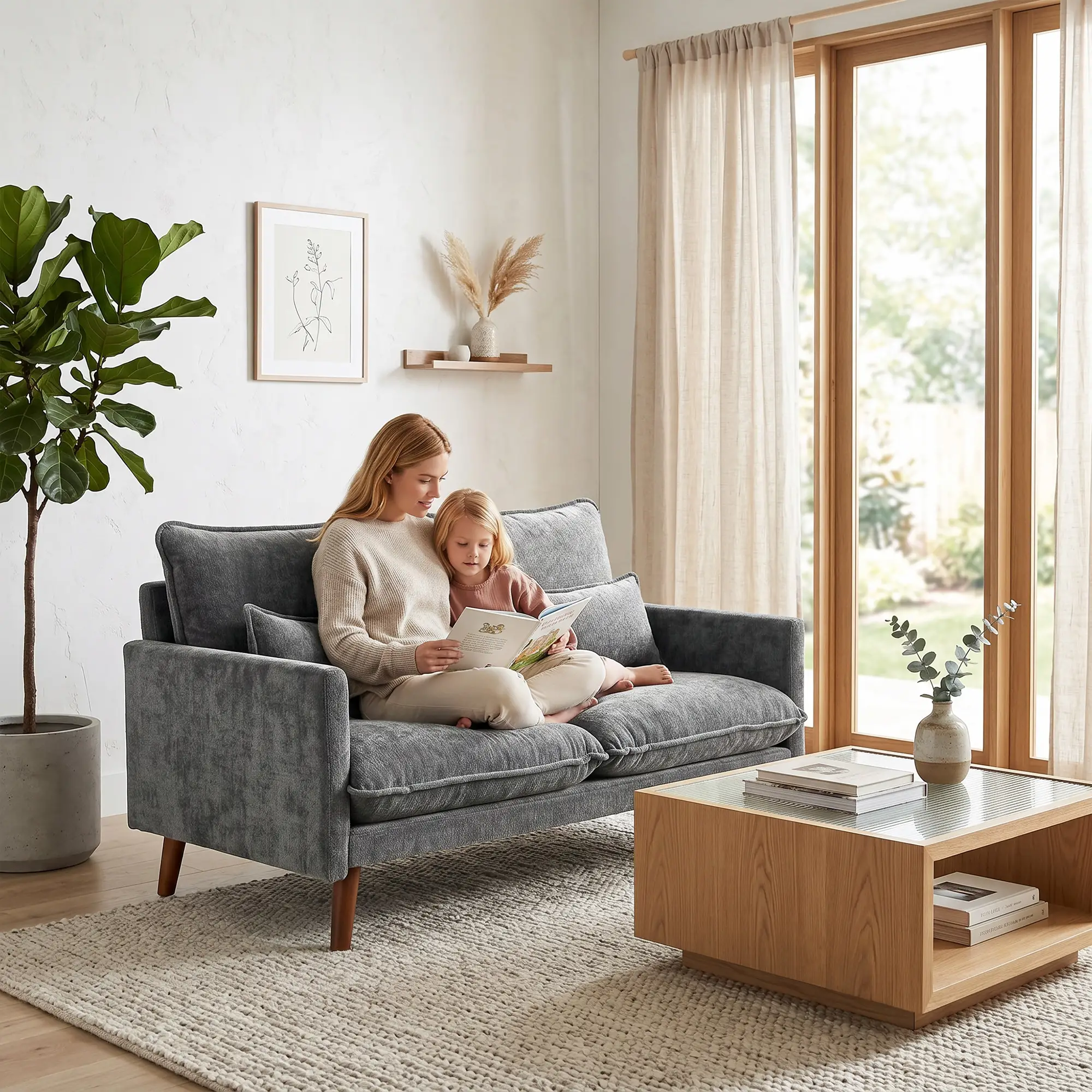 2 Seater Velvet Sofa 131 x 78 x 83cm - Grey - 9