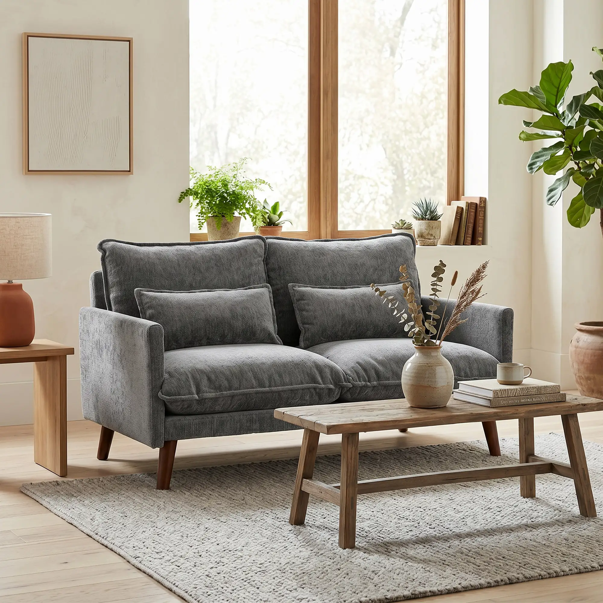 2 Seater Velvet Sofa 131 x 78 x 83cm - Grey - 14