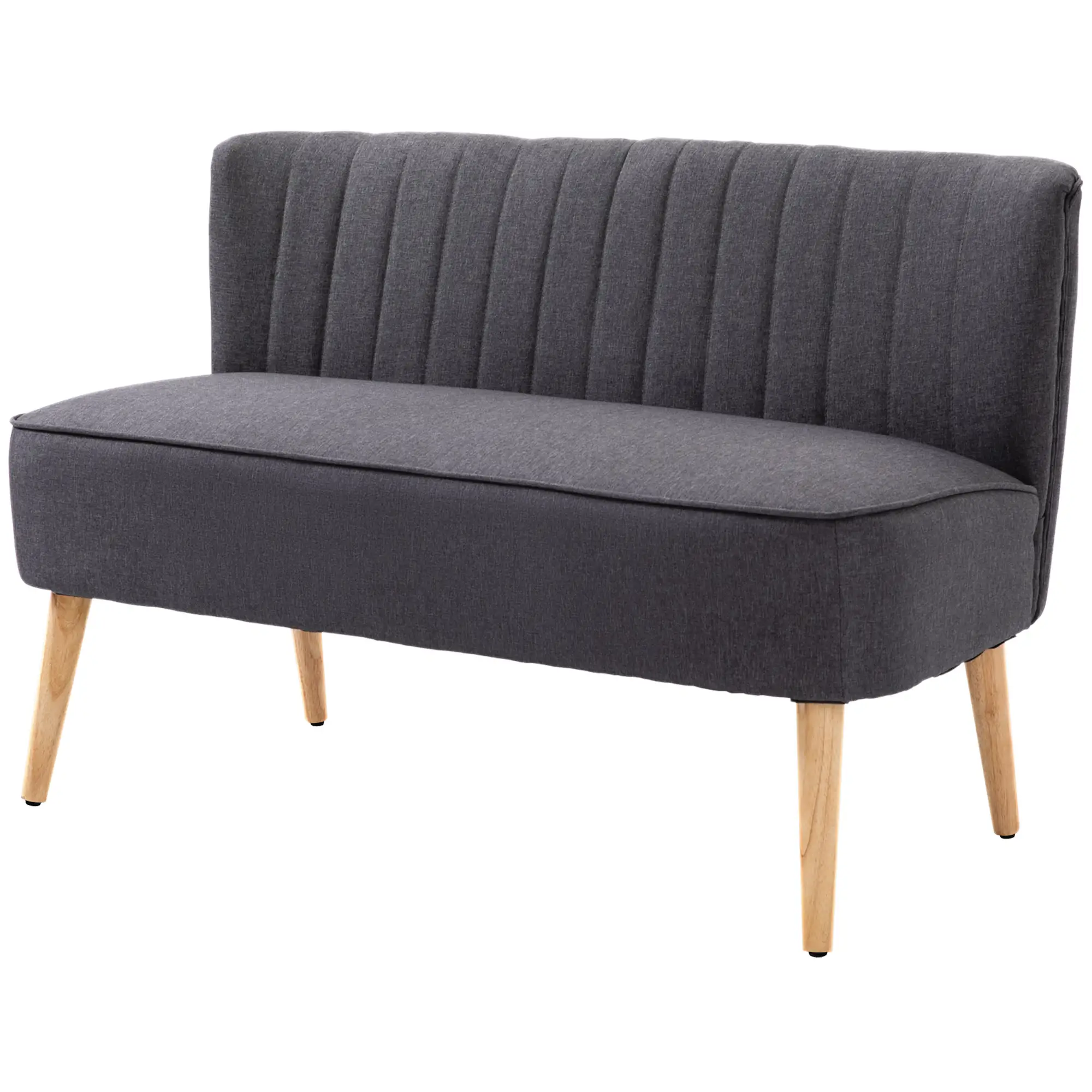 2 Seater Linen Sofa 117 x 56.5 x 77cm - Dark Grey - 10