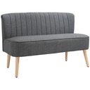 2 Seater Linen Sofa 117 x 56.5 x 77cm - Grey - 1