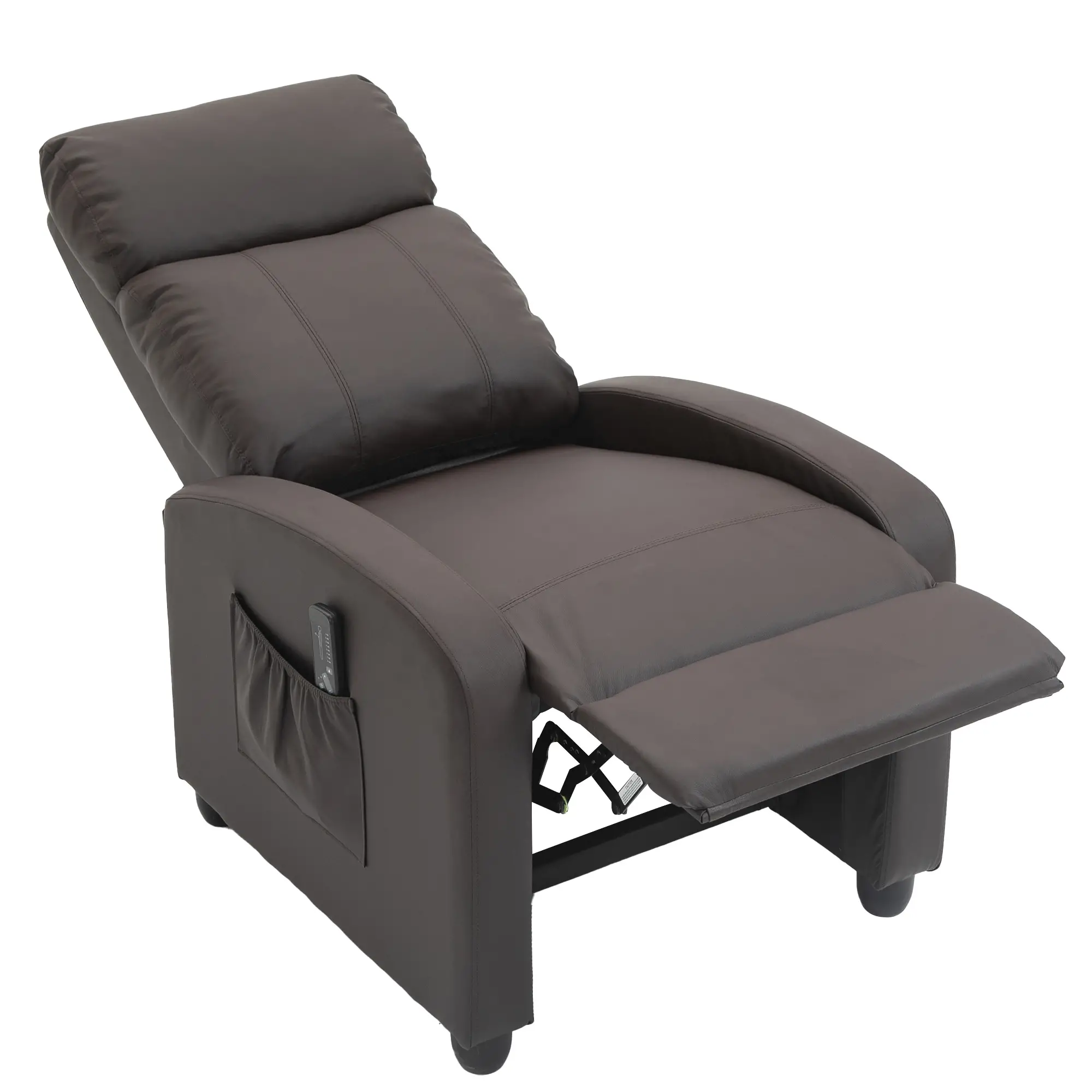 Manual Faux Leather Recliner Armchair 68 x 88 x 98cm - Brown - 14