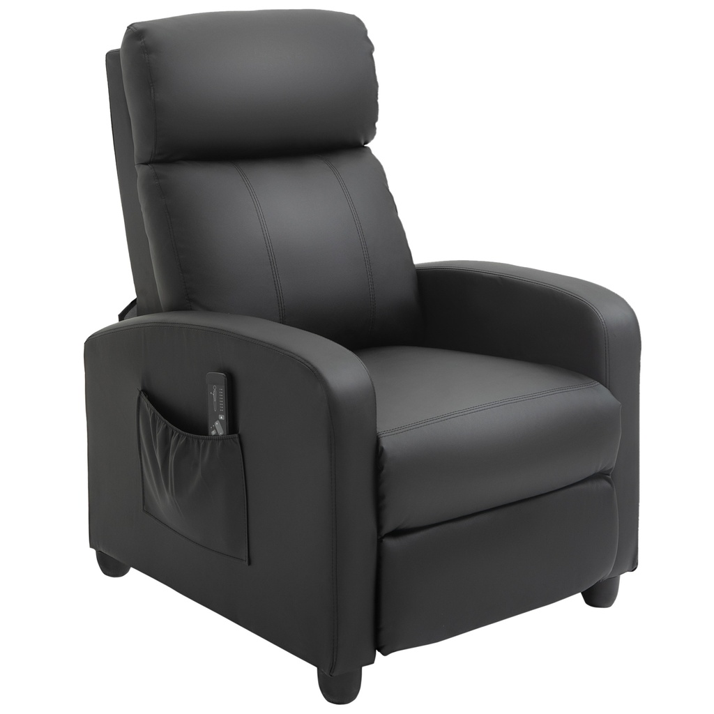 Manual Faux Leather Recliner Armchair 68 x 88 x 98cm - Black - 1