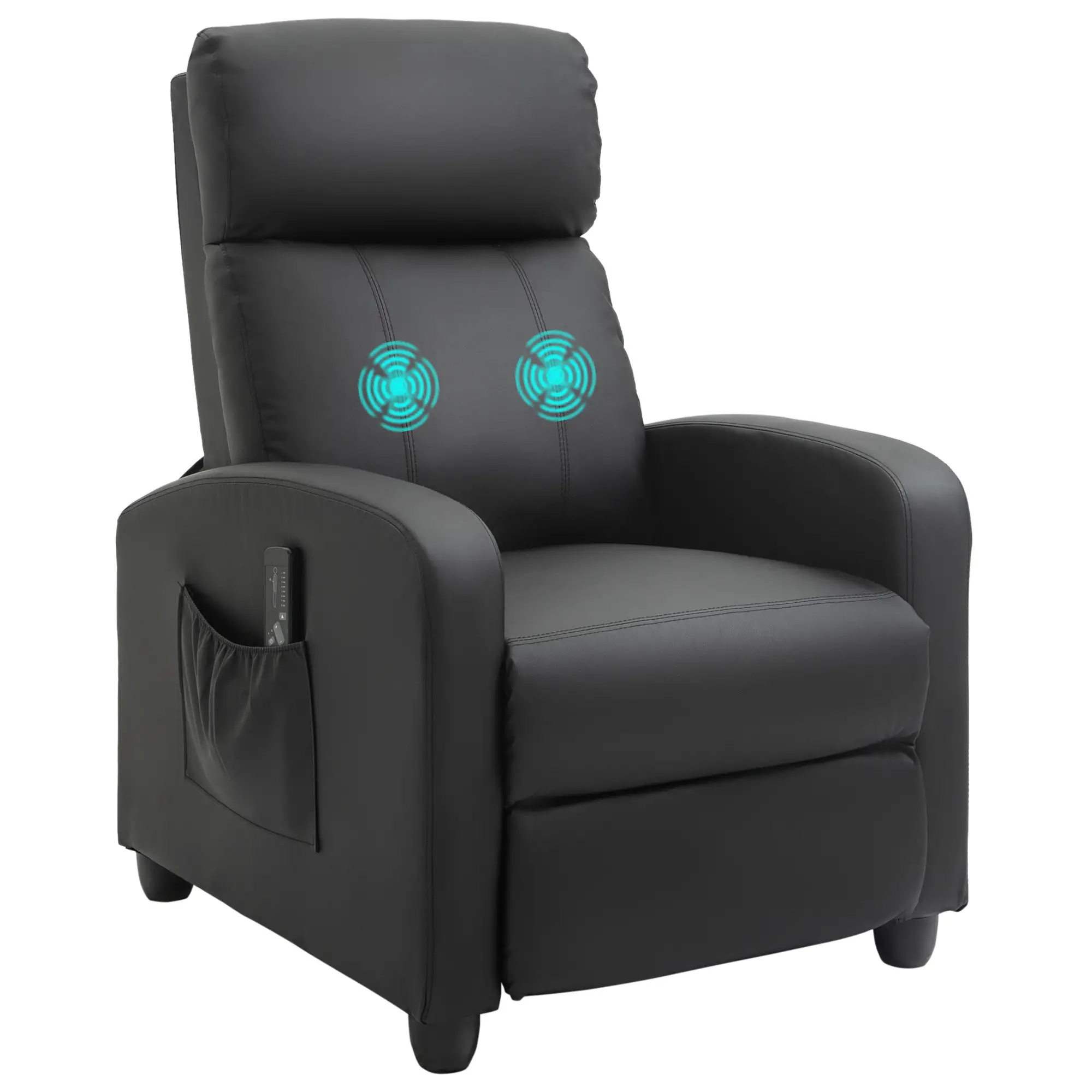 Manual Faux Leather Recliner Armchair 68 x 88 x 98cm - Black - 13