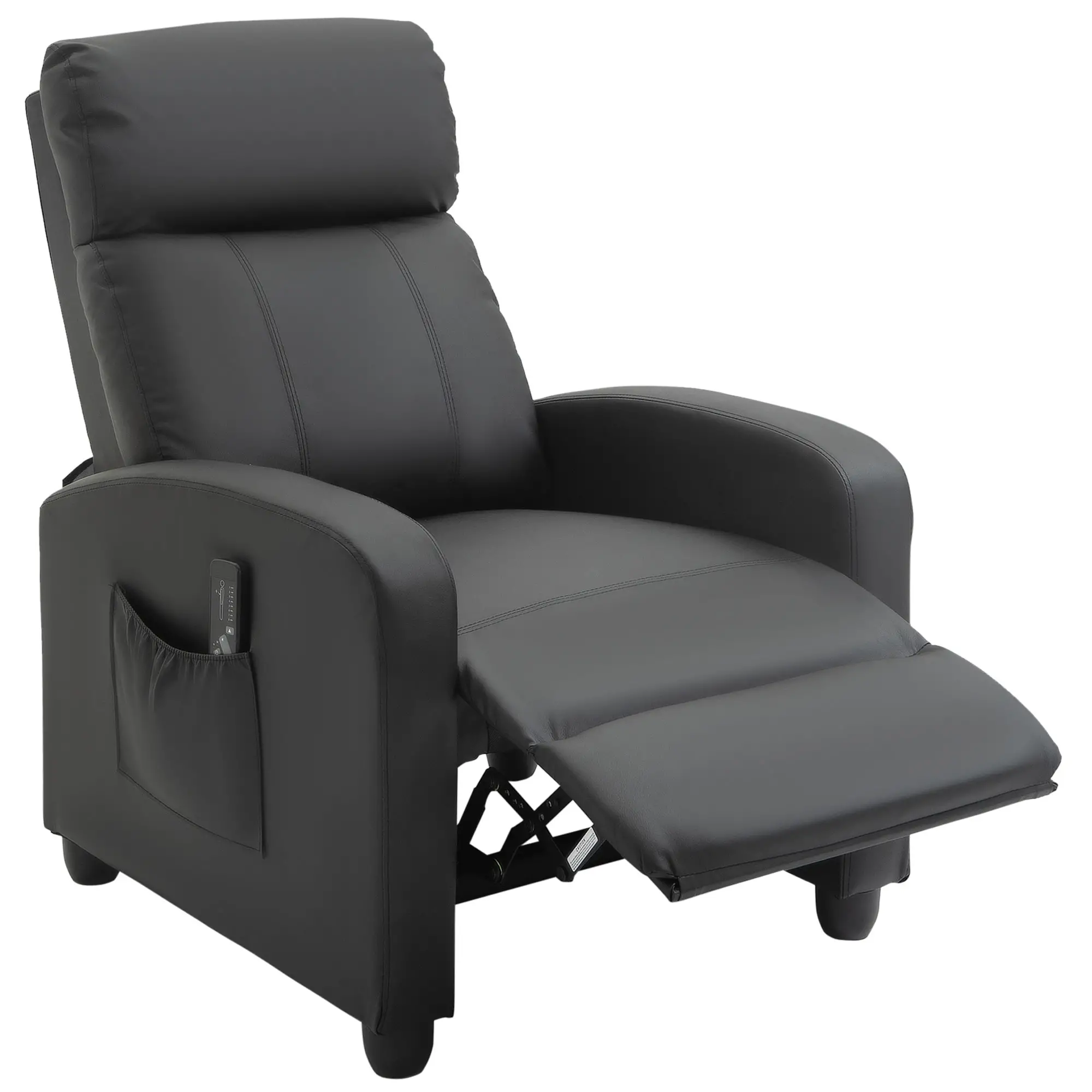 Manual Faux Leather Recliner Armchair 68 x 88 x 98cm - Black - 14